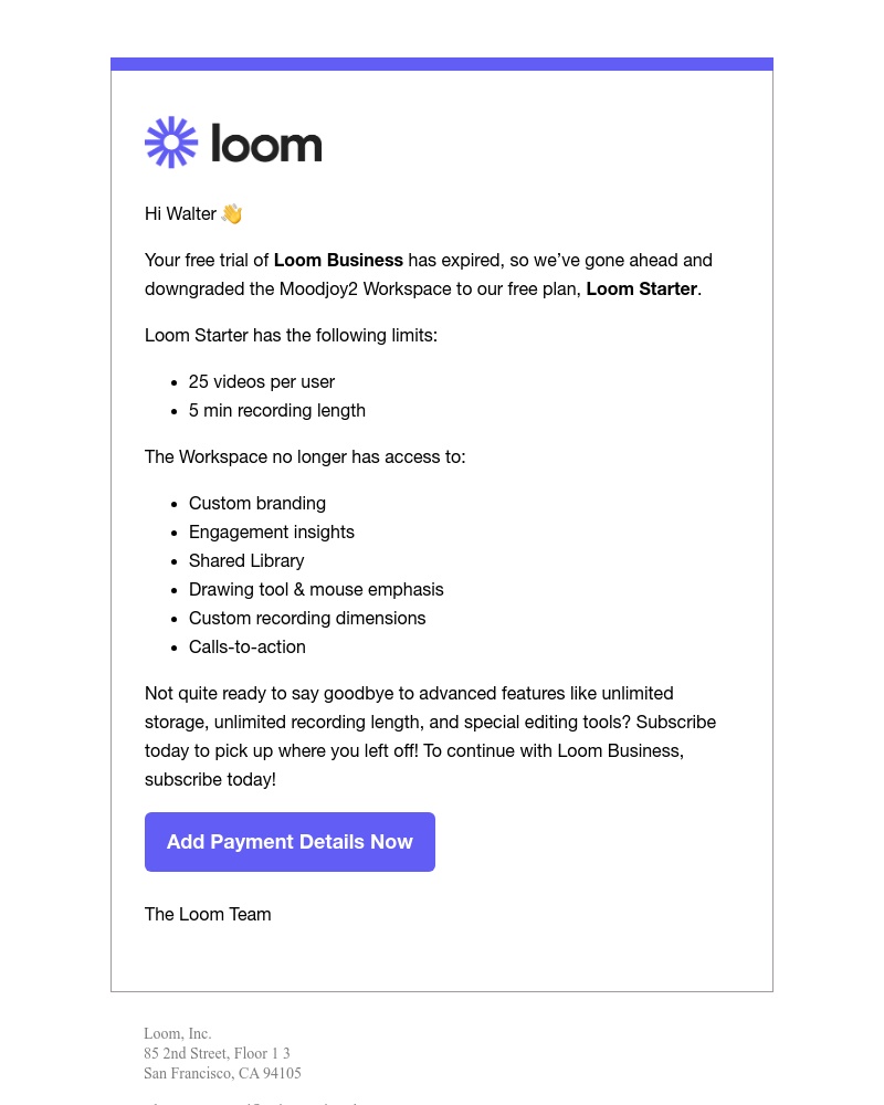 Notion - Moodjoy2 has been downgraded to Loom Starter