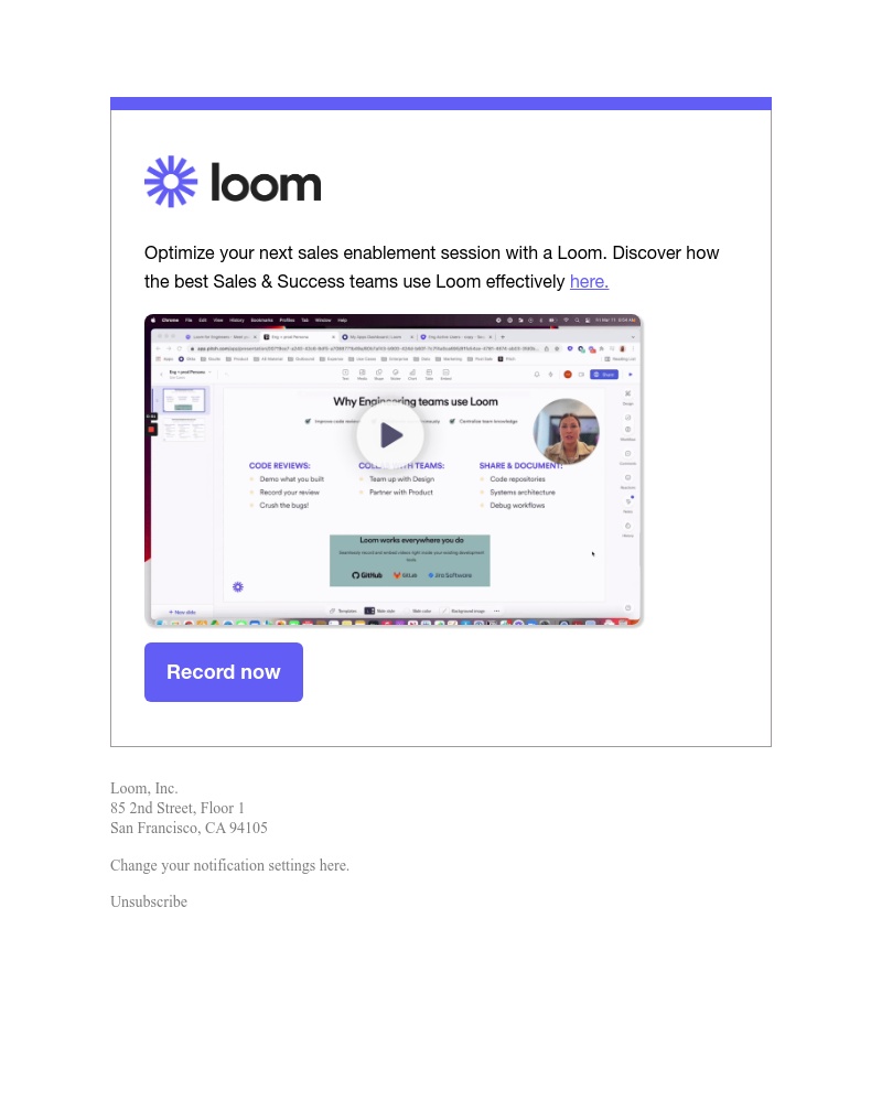 Notion - Share a detailed walkthrough of the deal with the customer using Loom