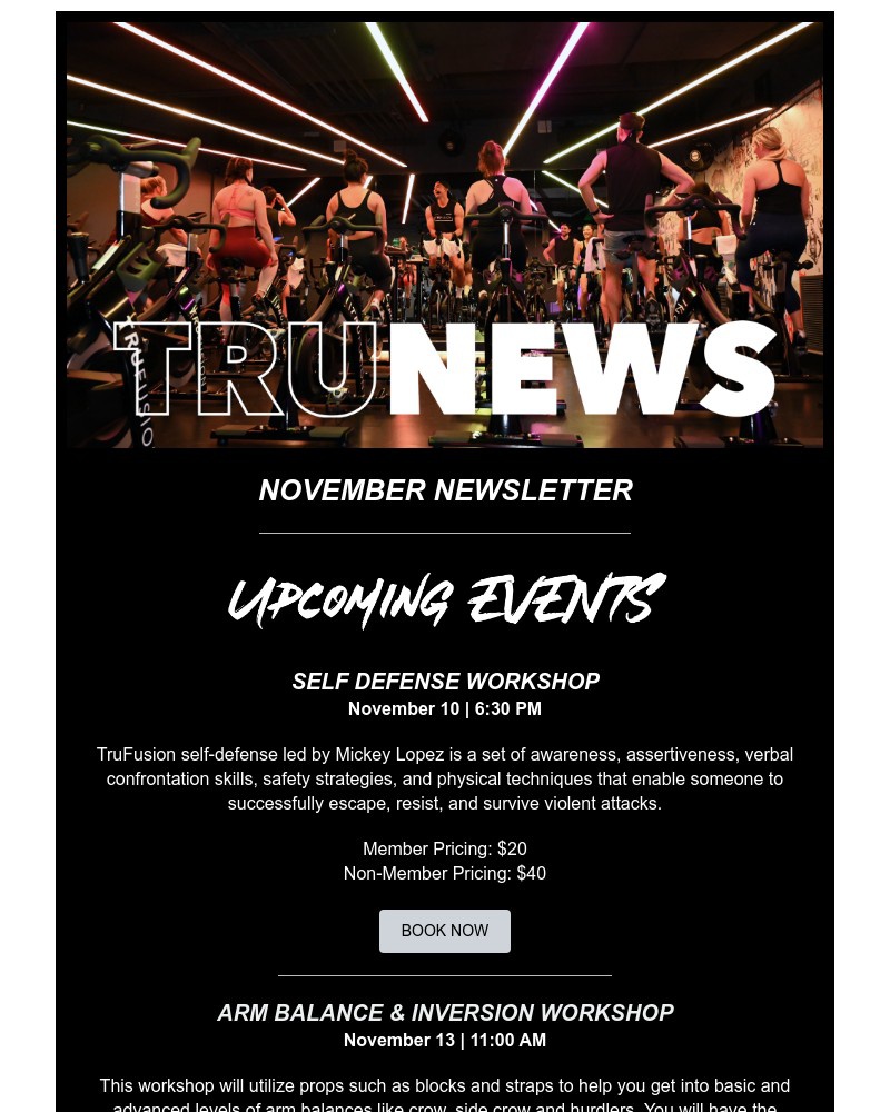ClassPass - TRU News November | Events & Workshops