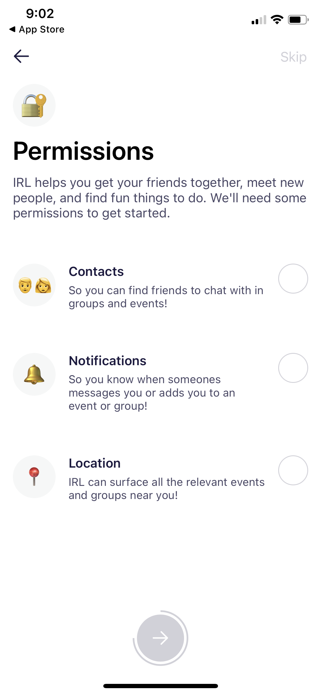 Screenshot of Permissions