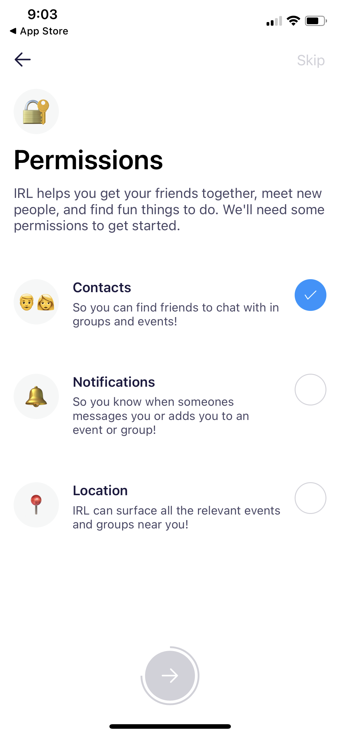 Screenshot of Permissions