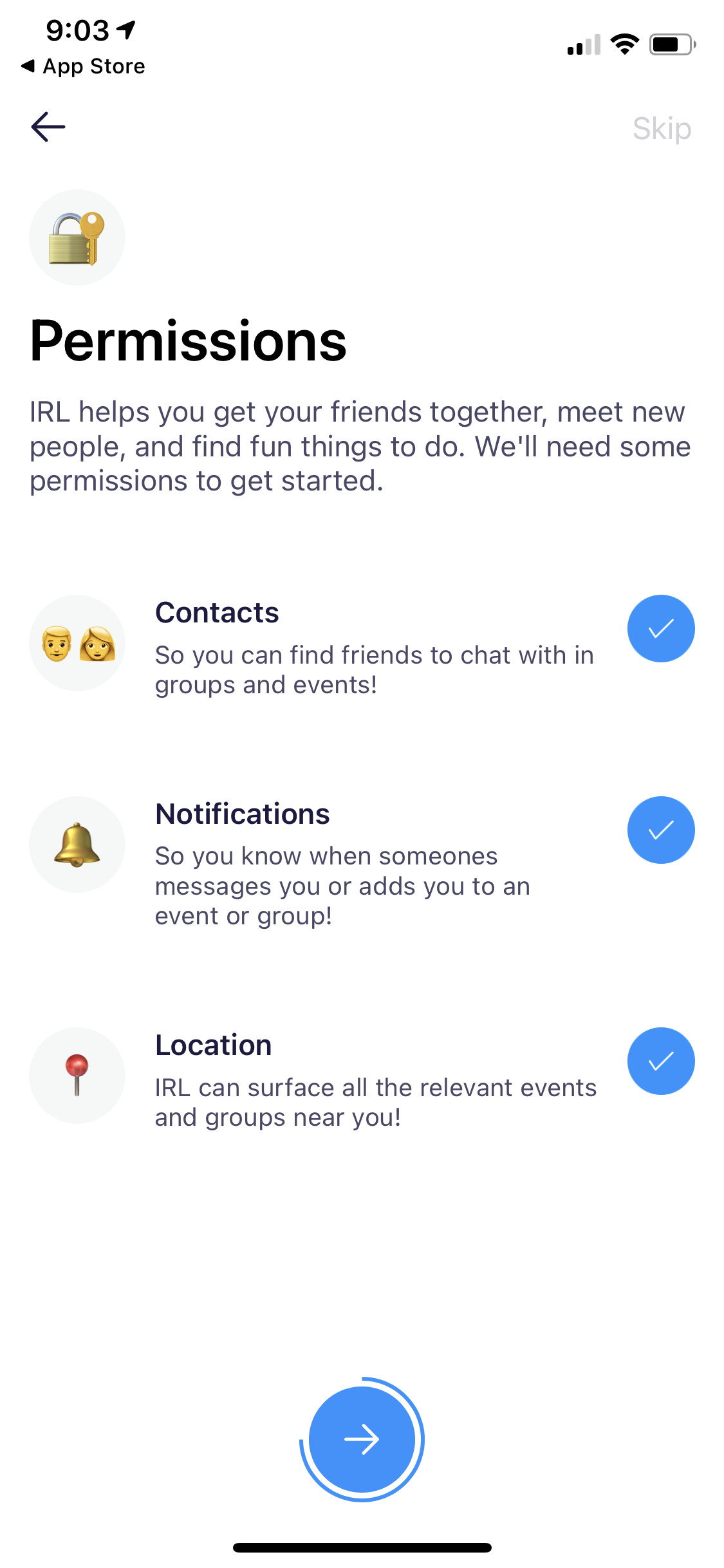 Screenshot of Permissions