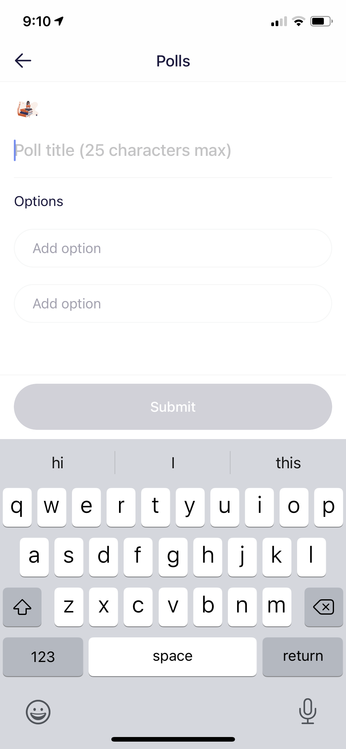 Screenshot of Create poll