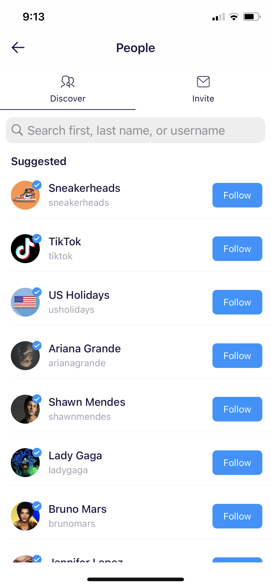 Screenshot of Follow people