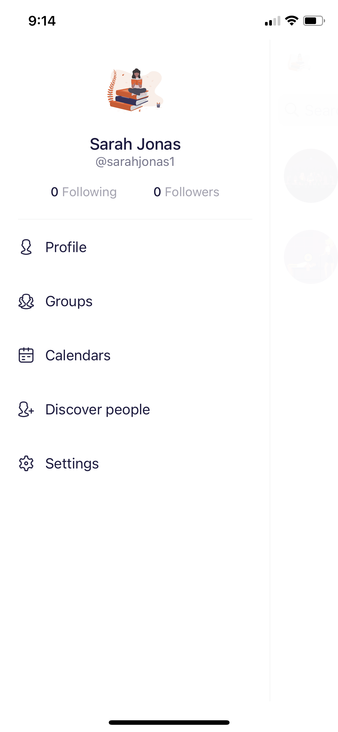 Screenshot of Navigation menu