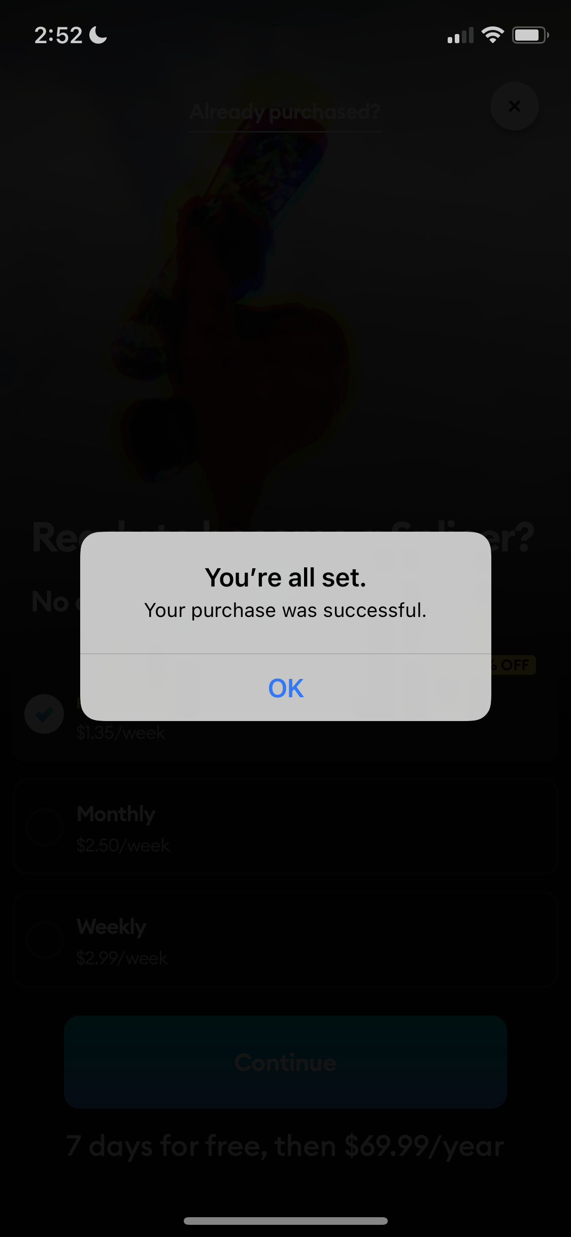 Screenshot of Upgrade complete