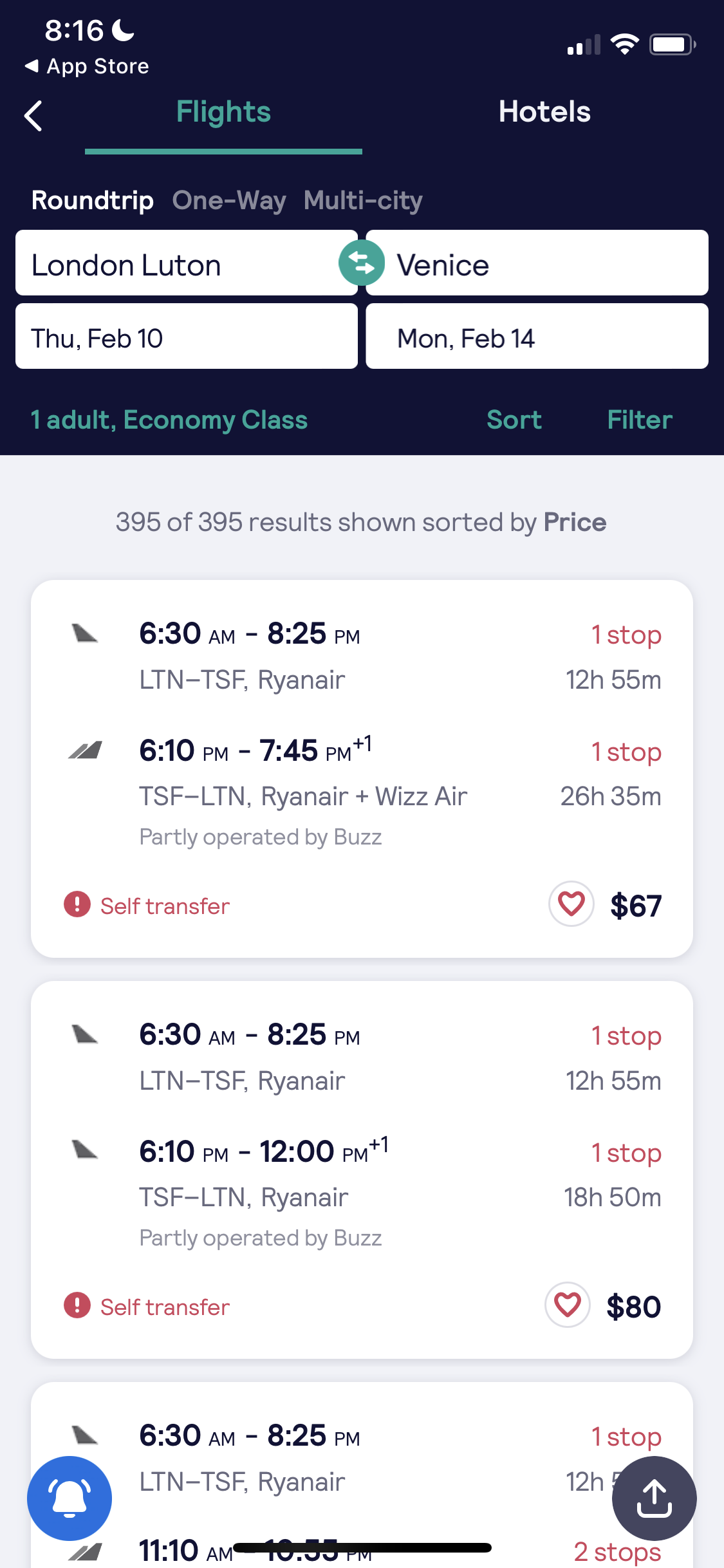 Screenshot of Filtered results