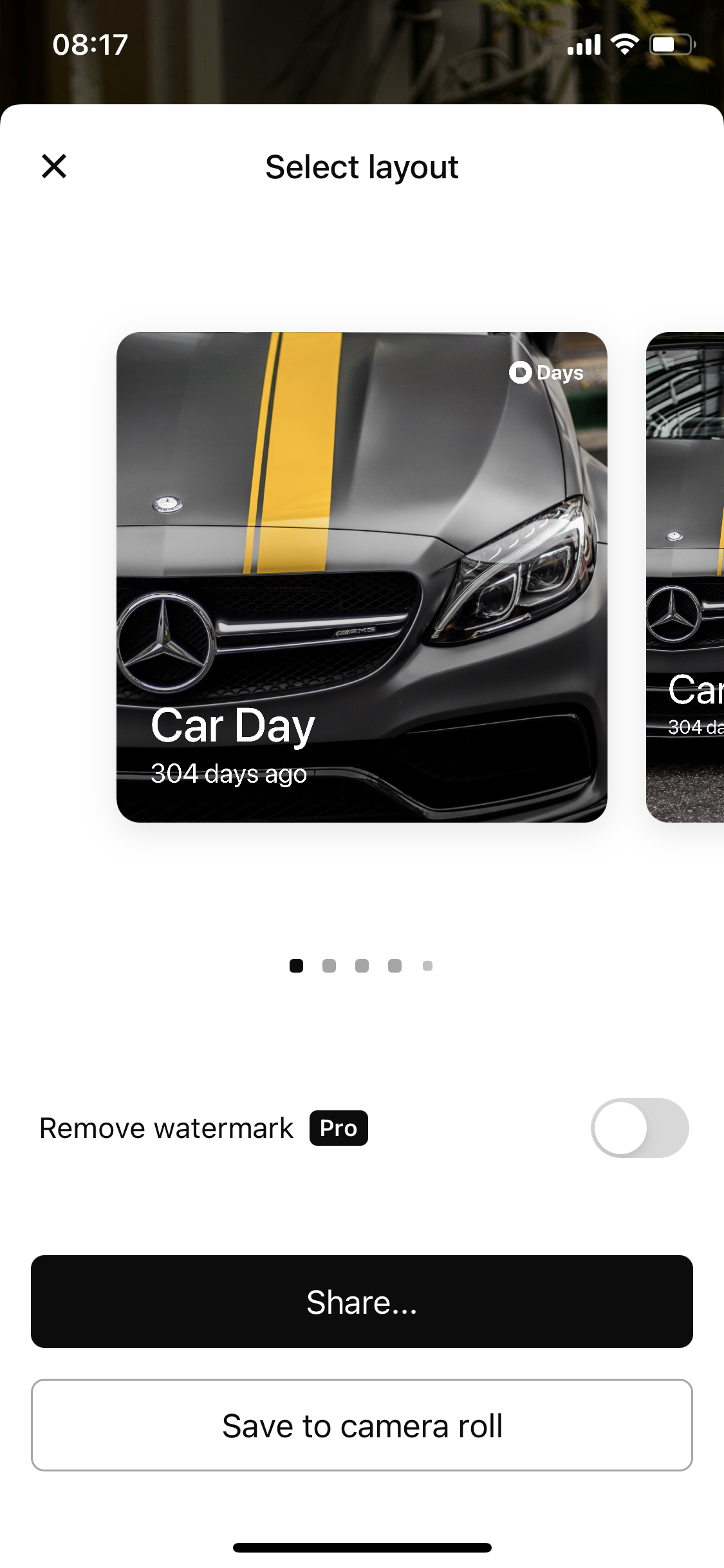 Screenshot of Share sheet