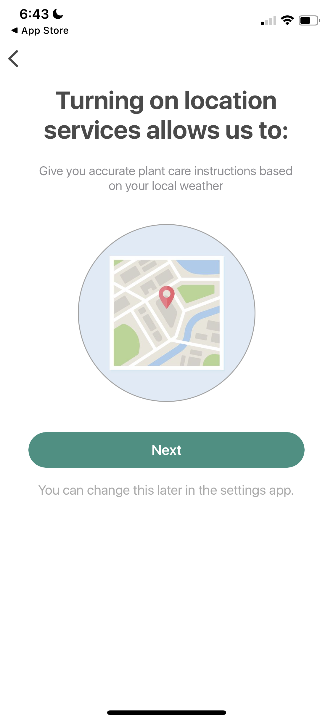 Screenshot of Enable location services