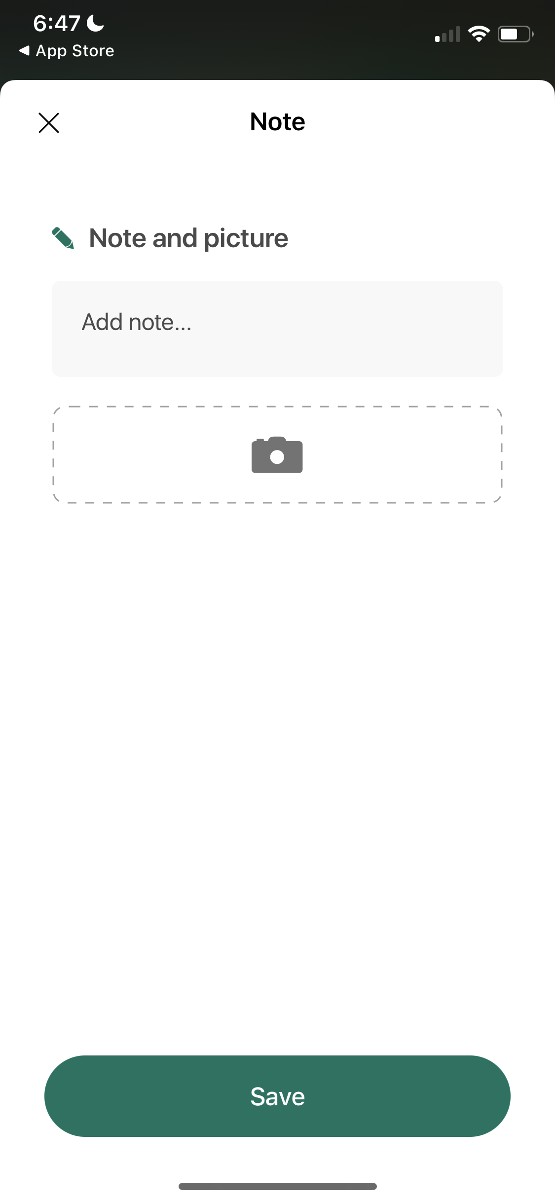 Screenshot of Add note