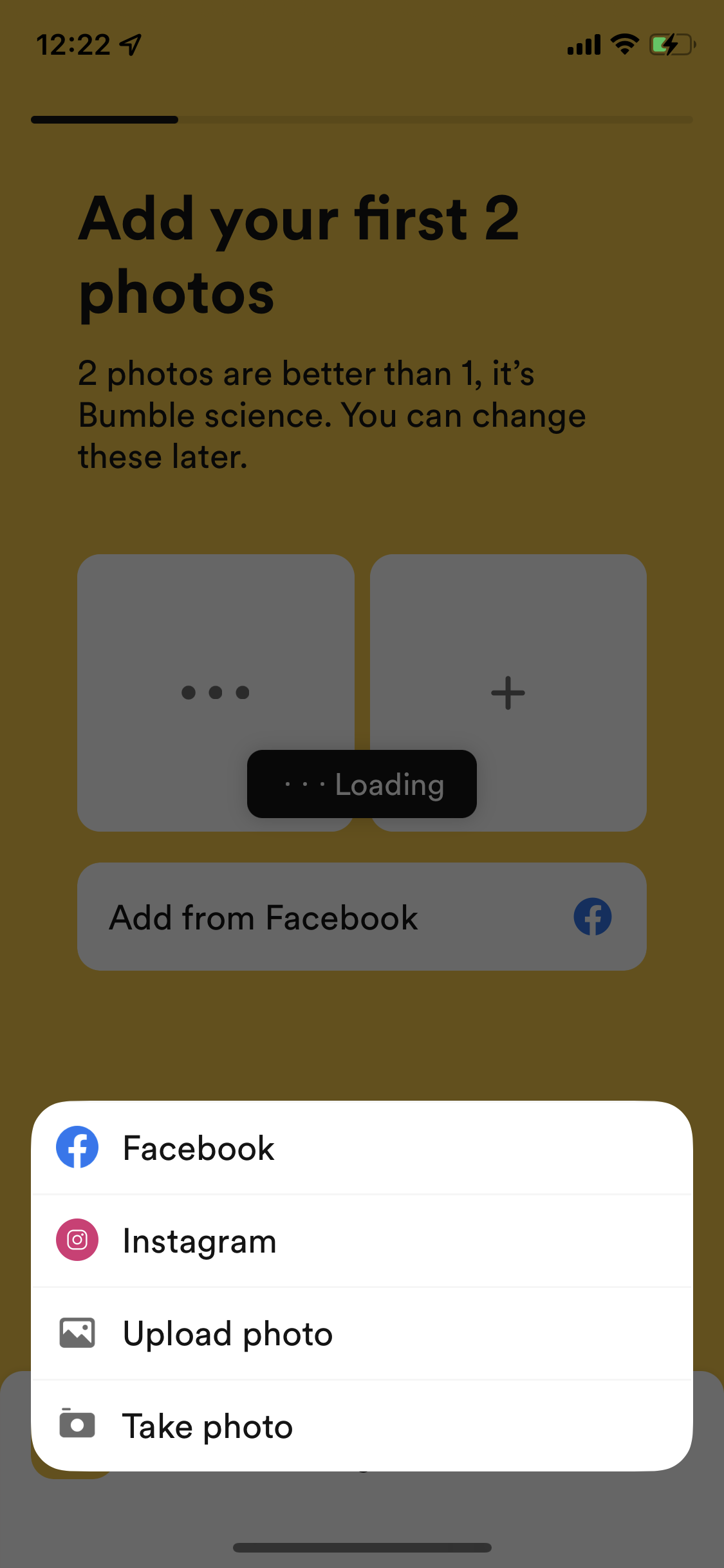 Screenshot of Add photos