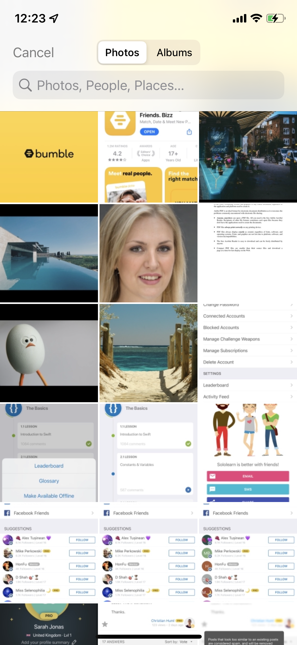 Screenshot of Select photos