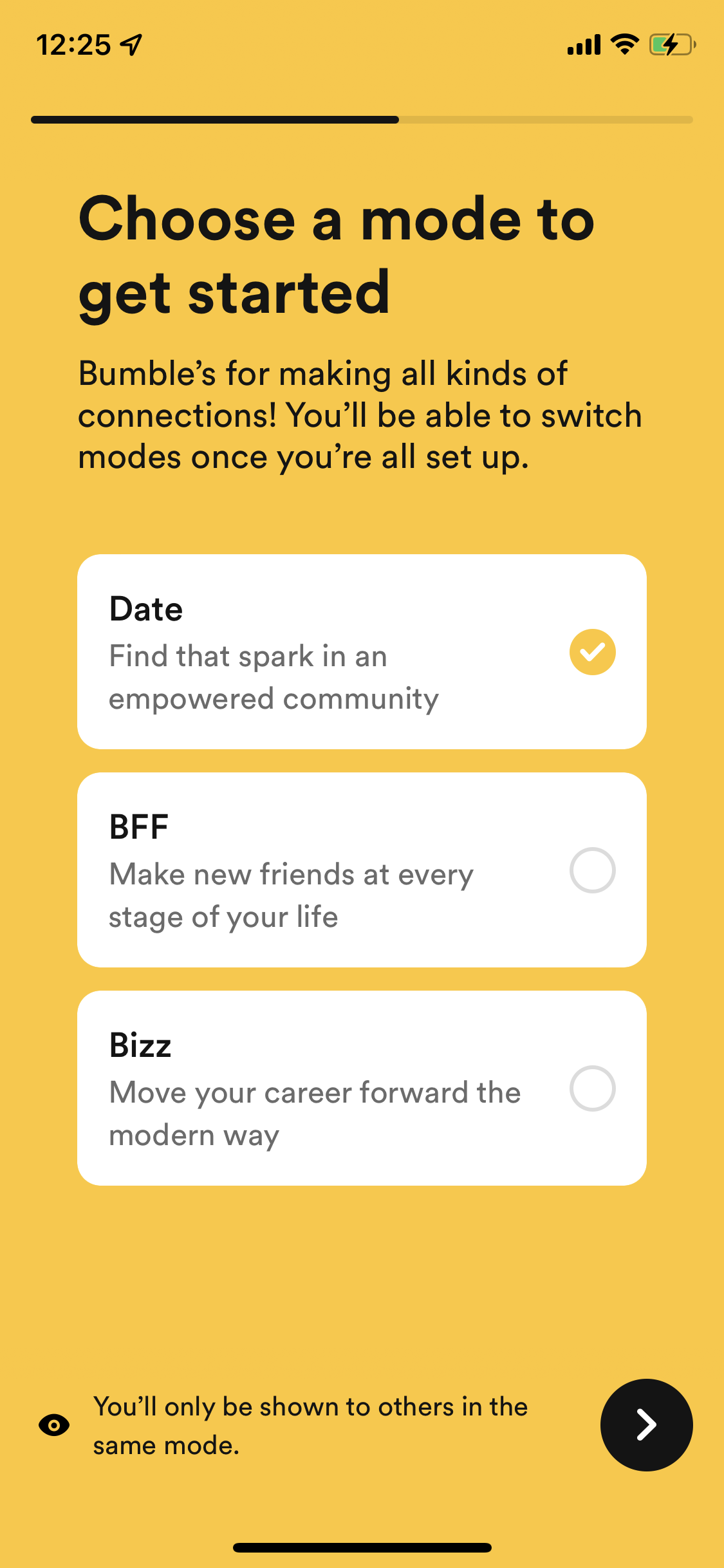 Screenshot of Select account type