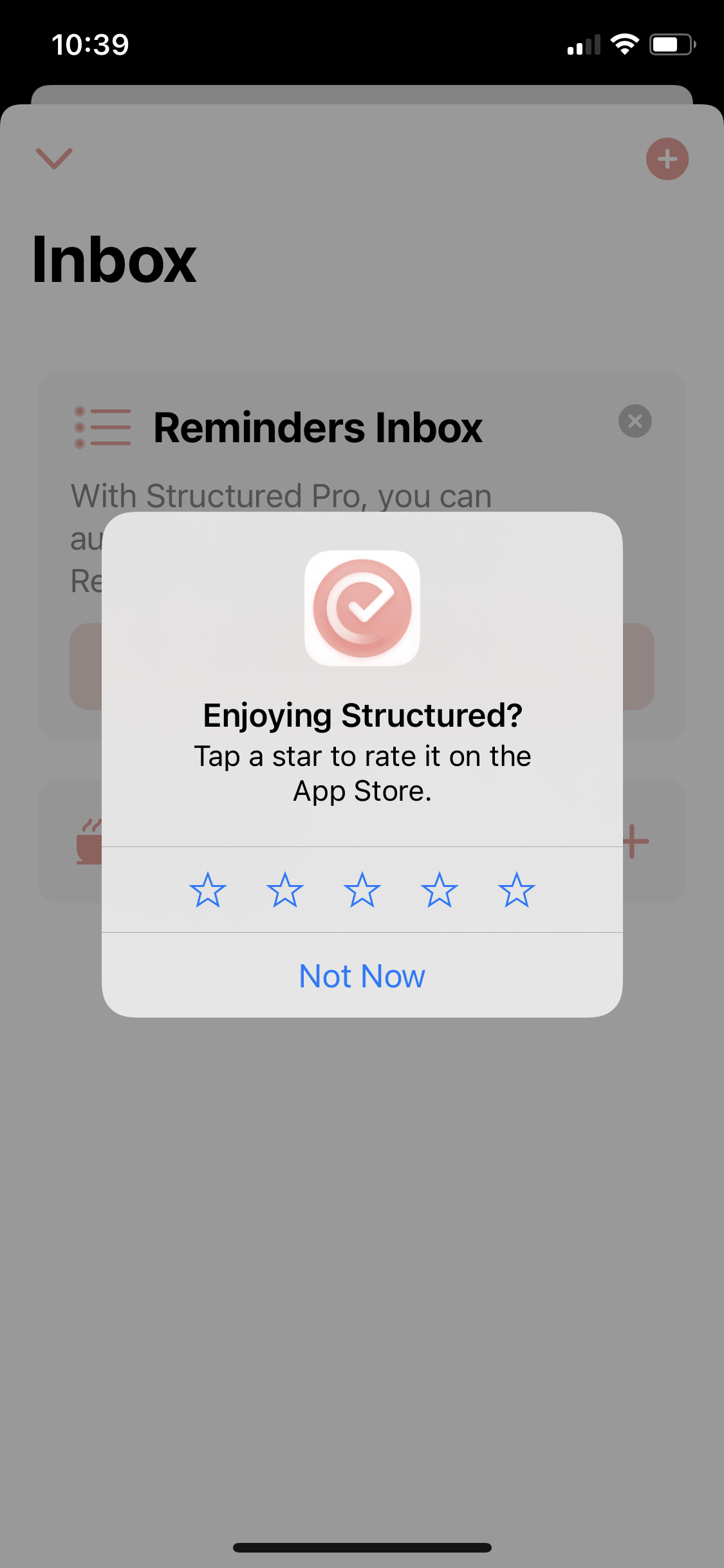 Screenshot of Feedback request
