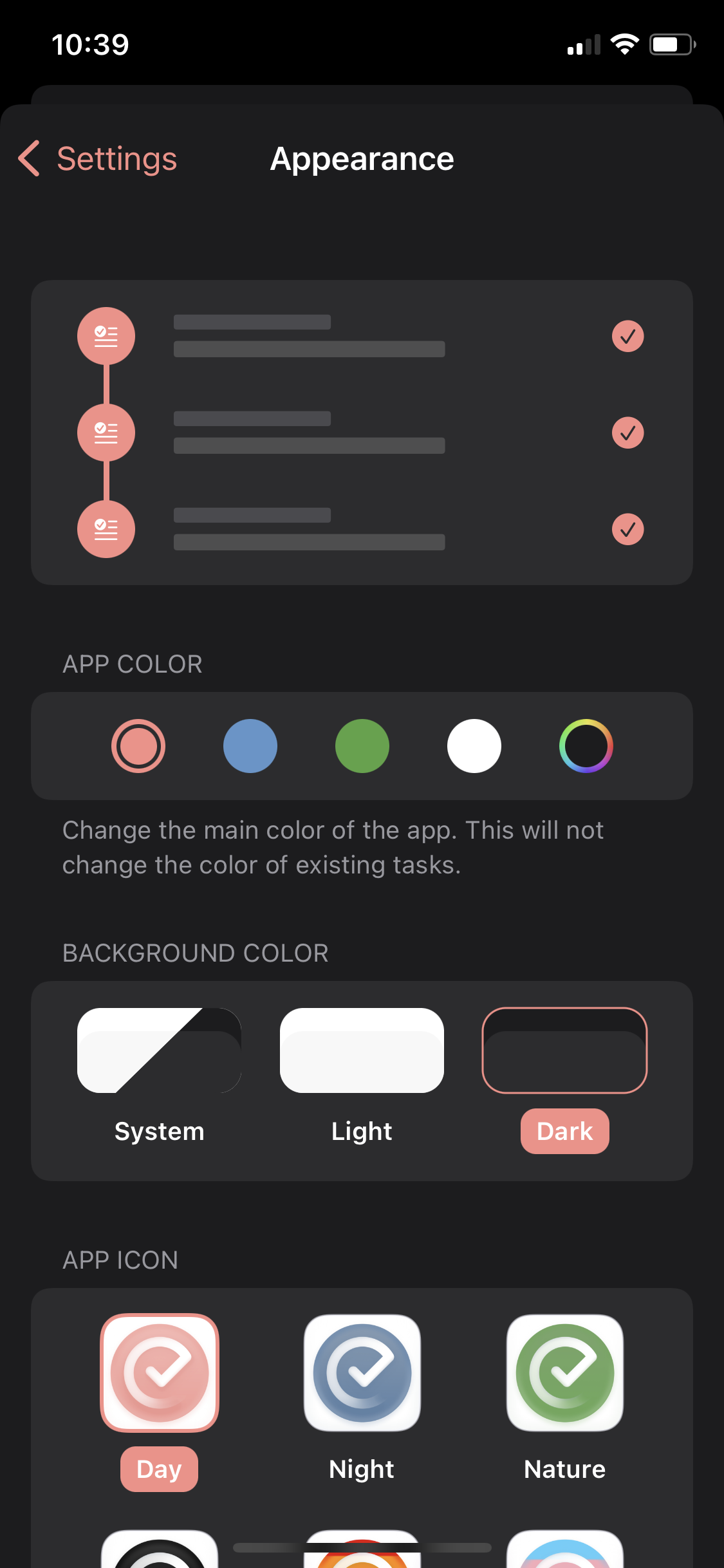 Screenshot of Dark mode