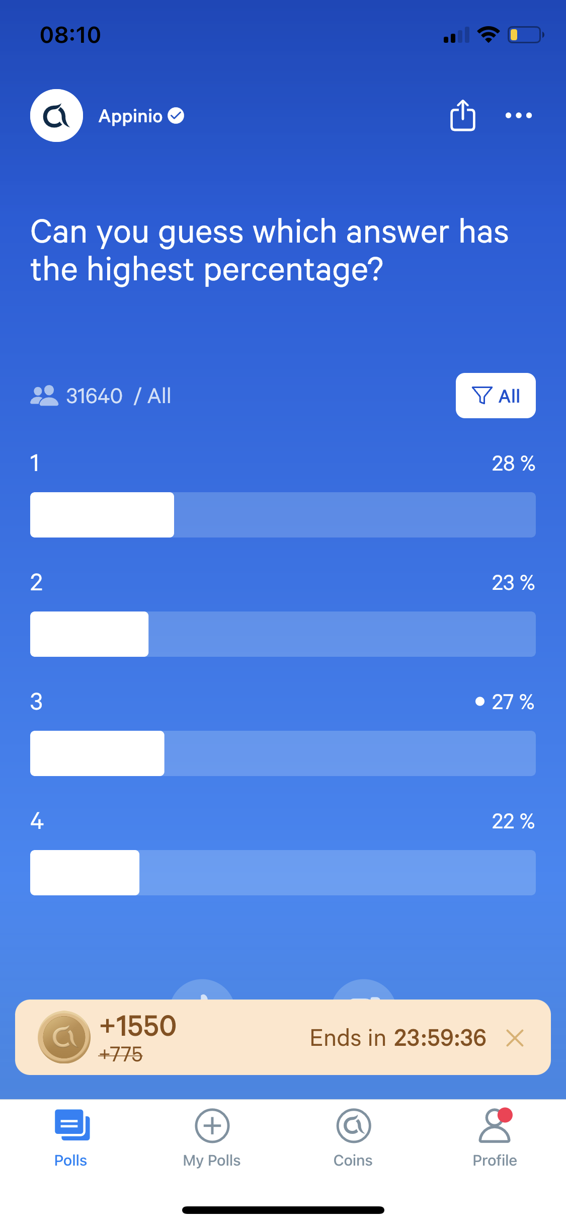 Screenshot of Poll results