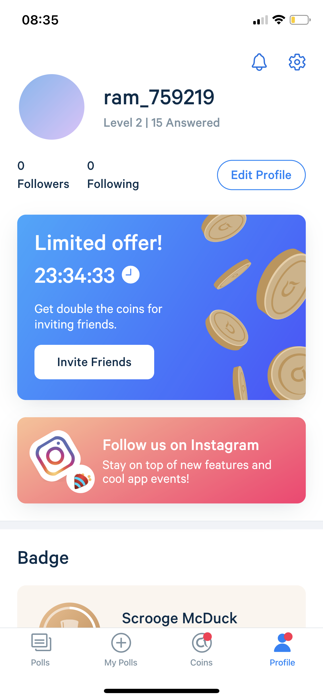 Screenshot of My profile