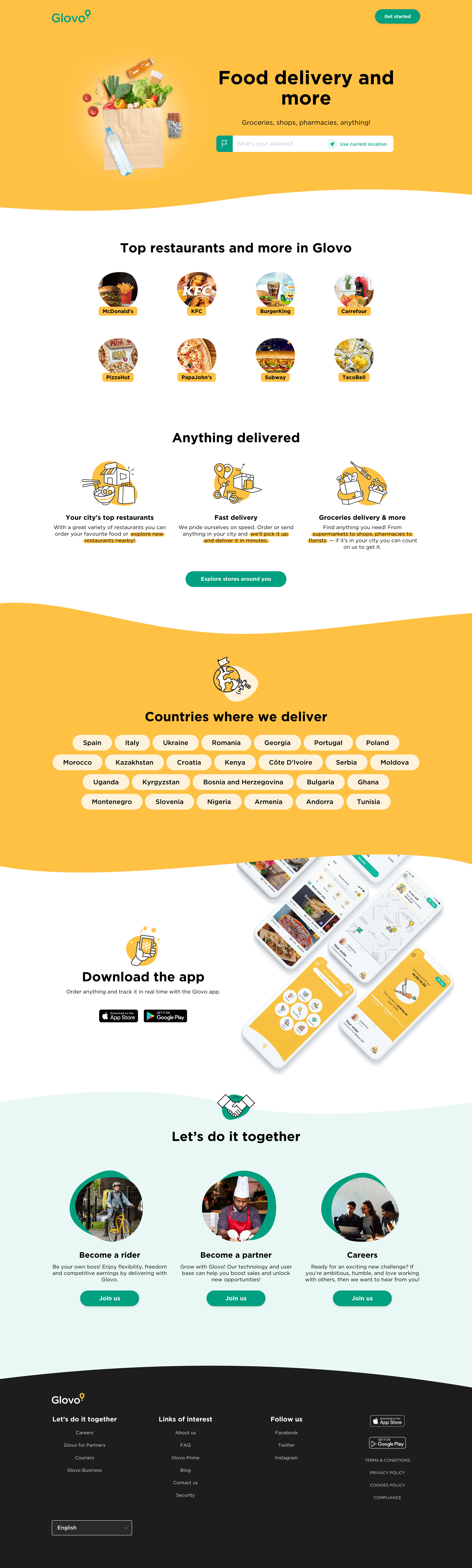 Screenshot of Landing page