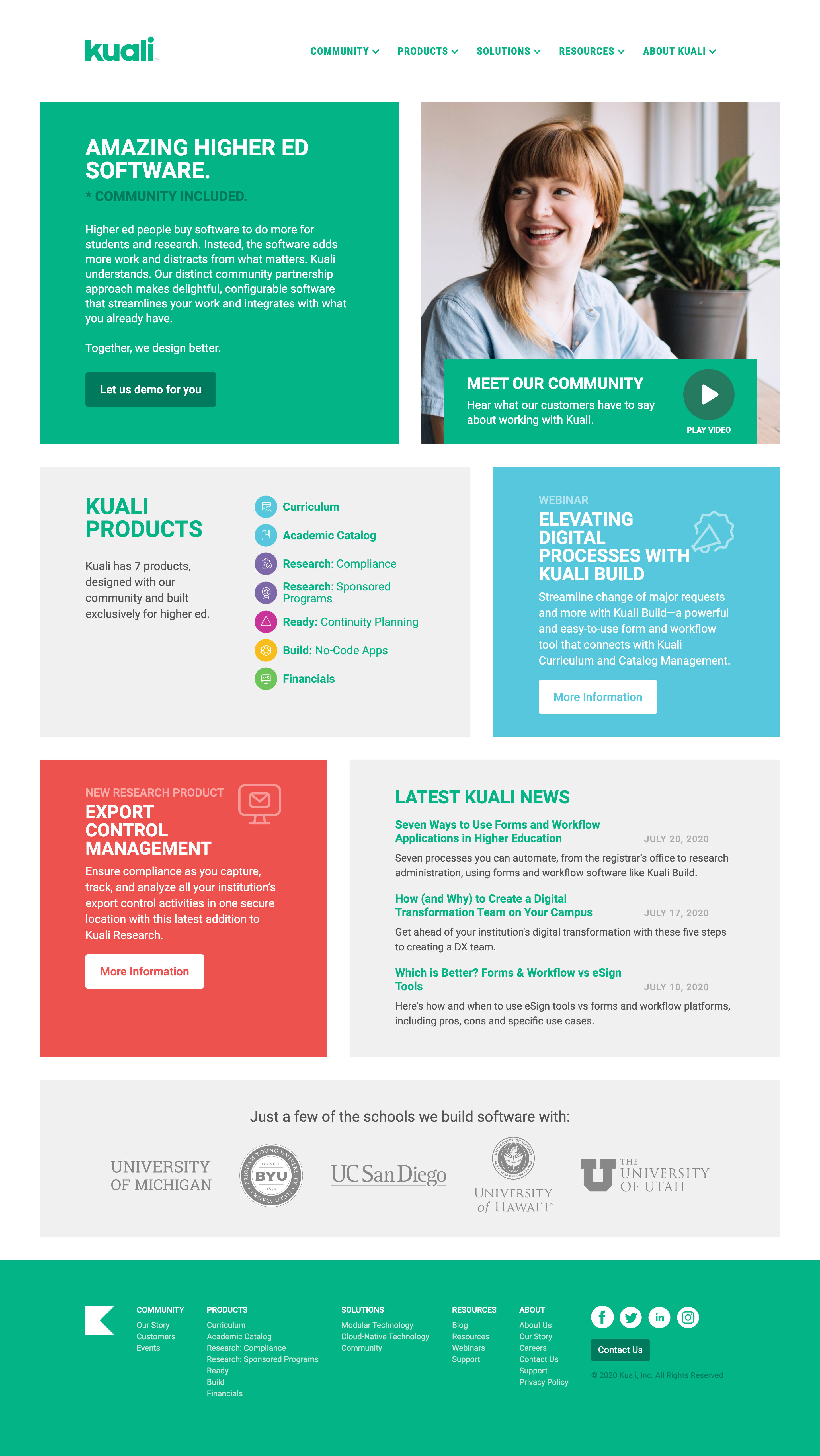 Screenshot of Landing page