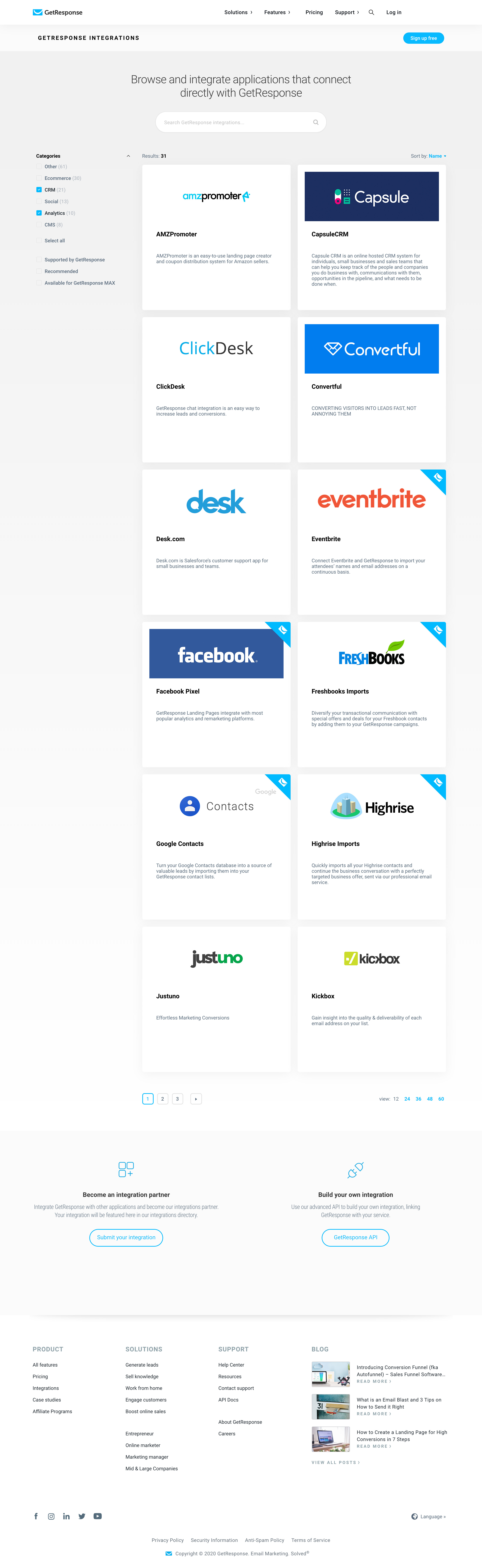 Screenshot of Integrations