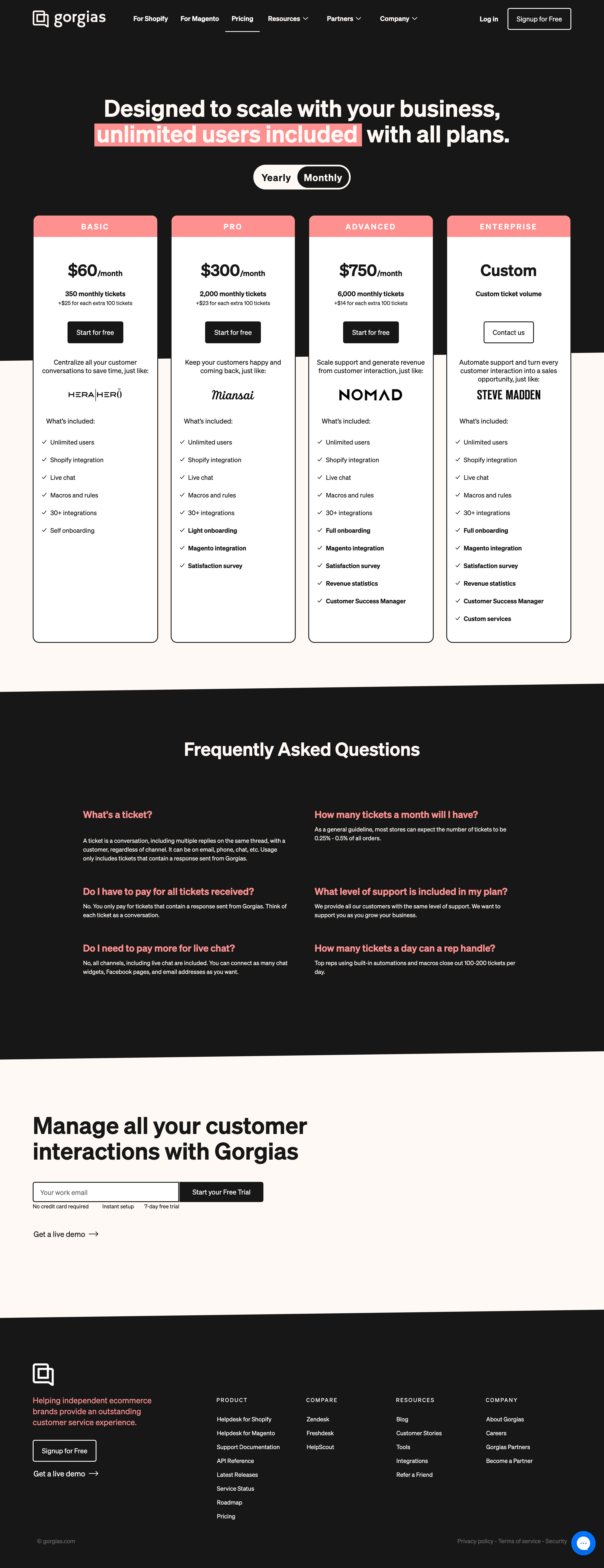 Screenshot of Pricing