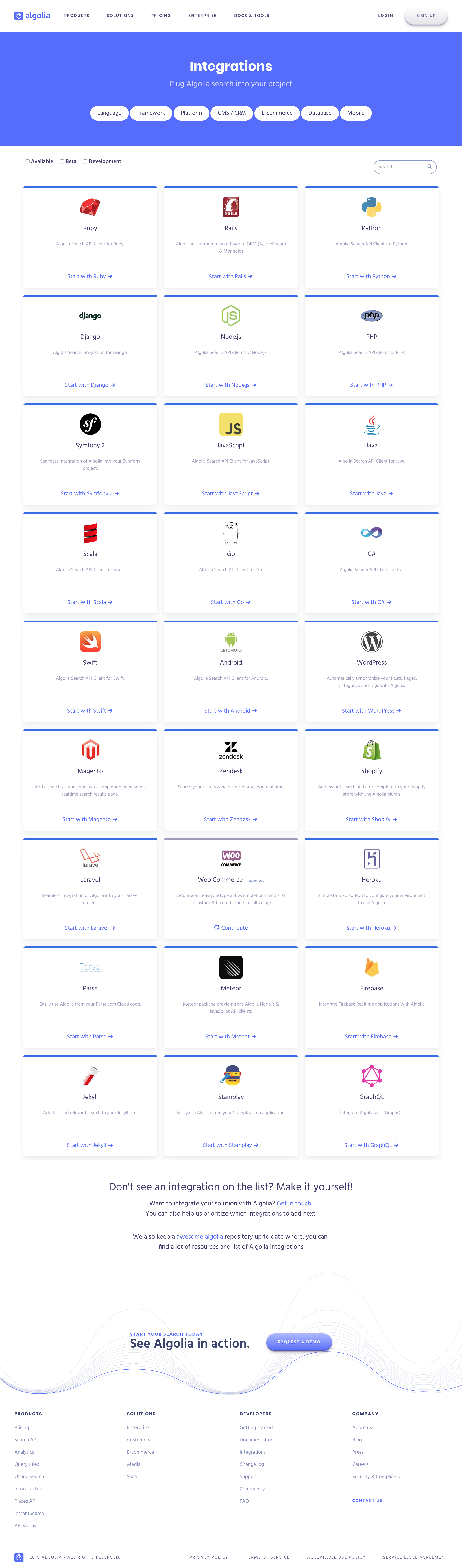 Screenshot of Integrations
