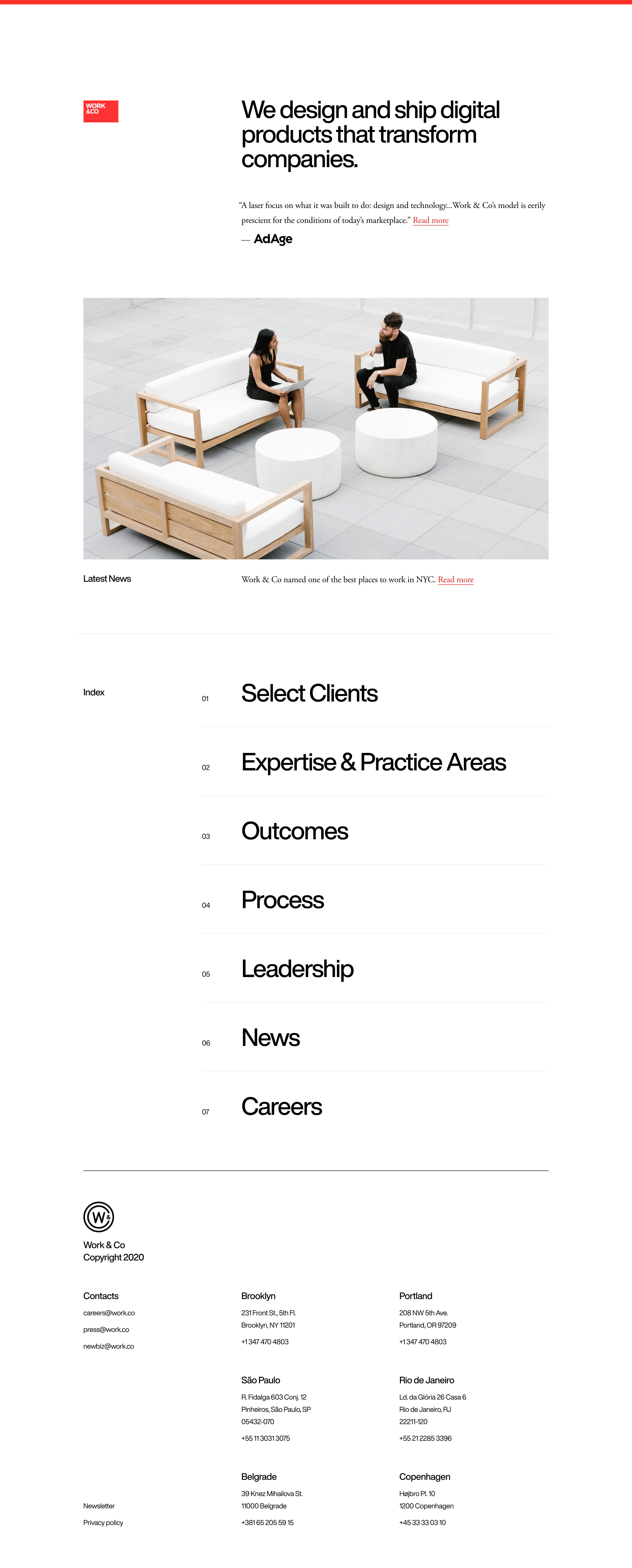 Screenshot of Landing page