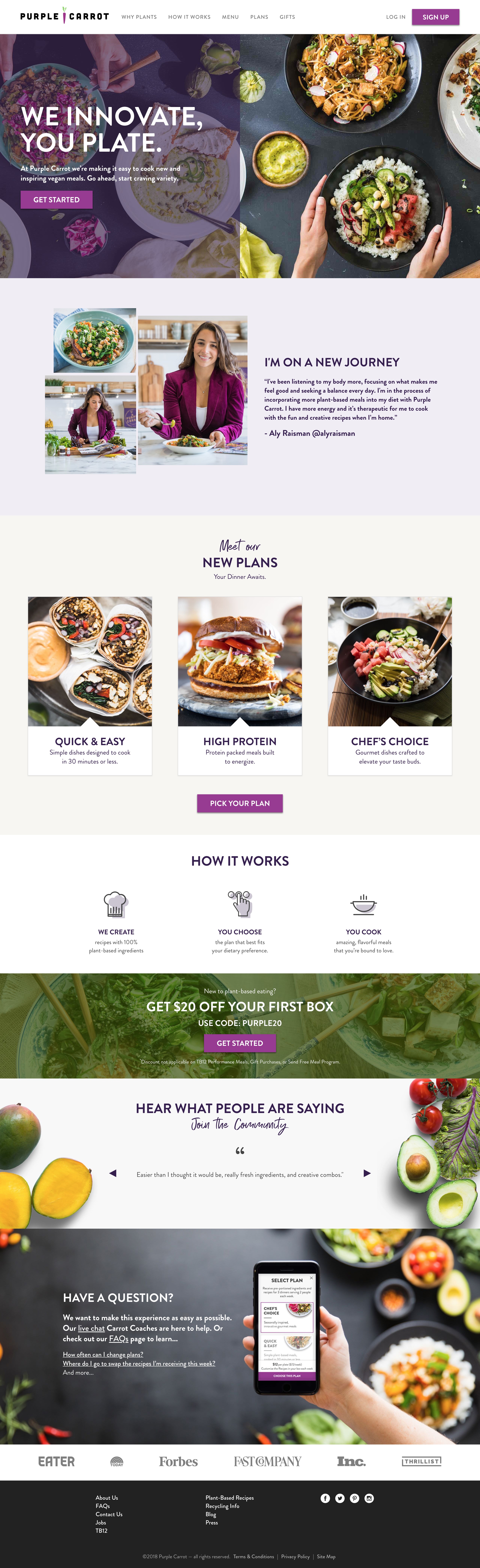 Screenshot of Landing page