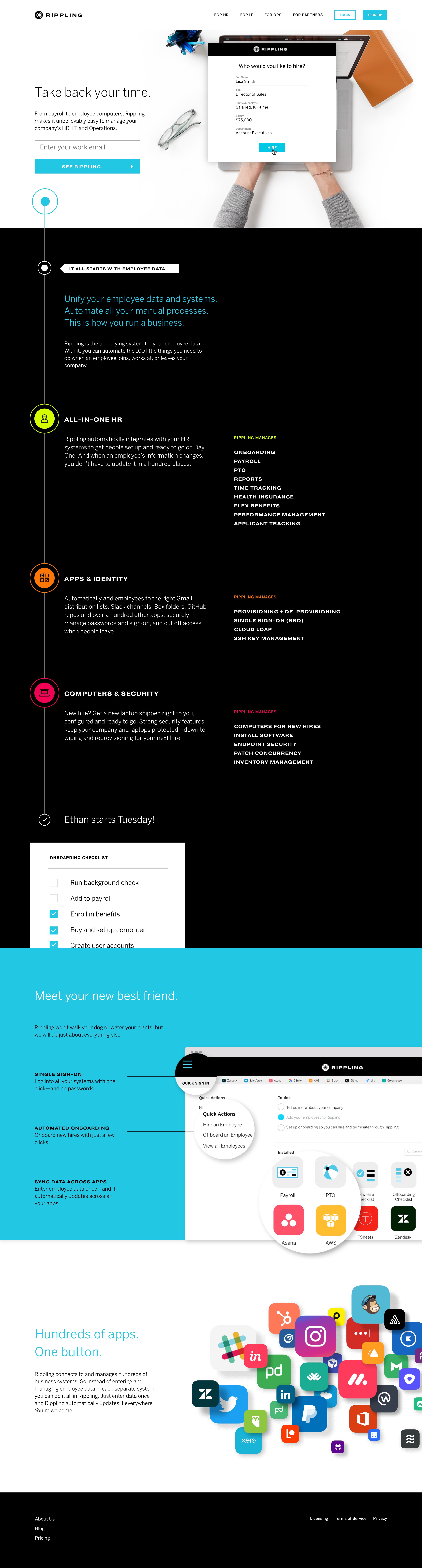 Screenshot of Landing page