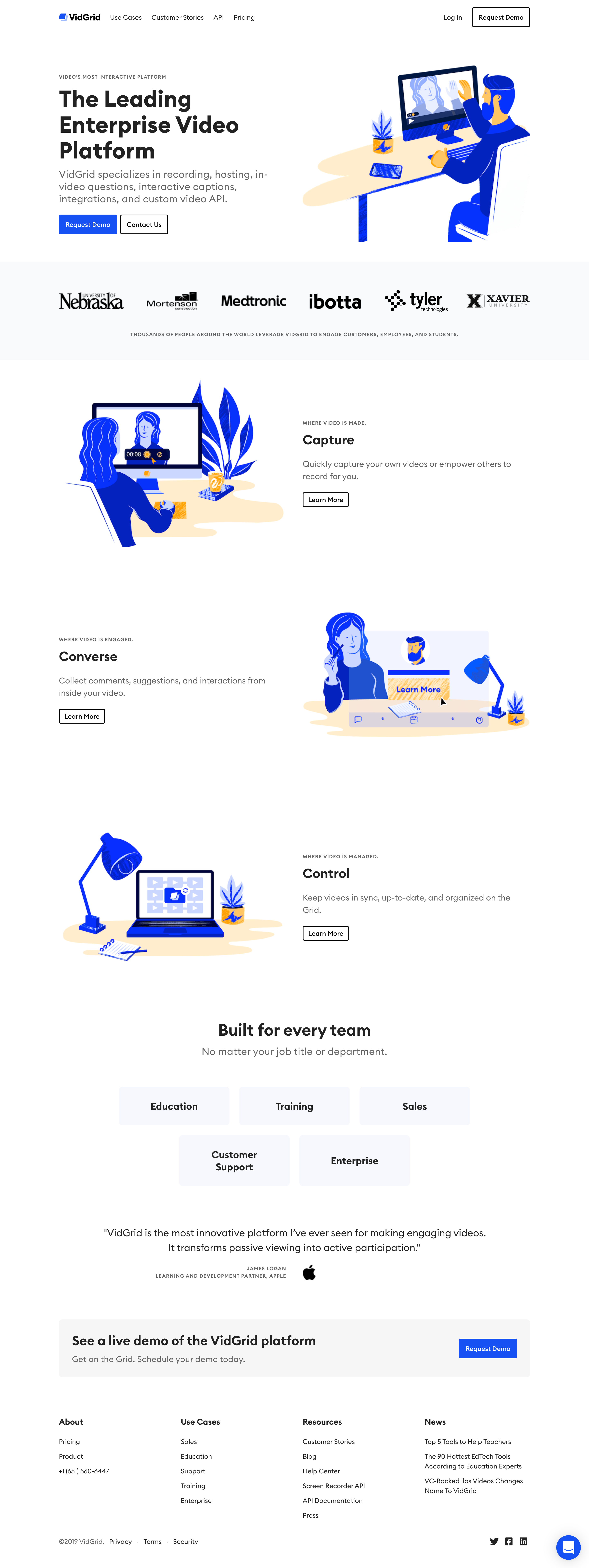 Screenshot of Landing page