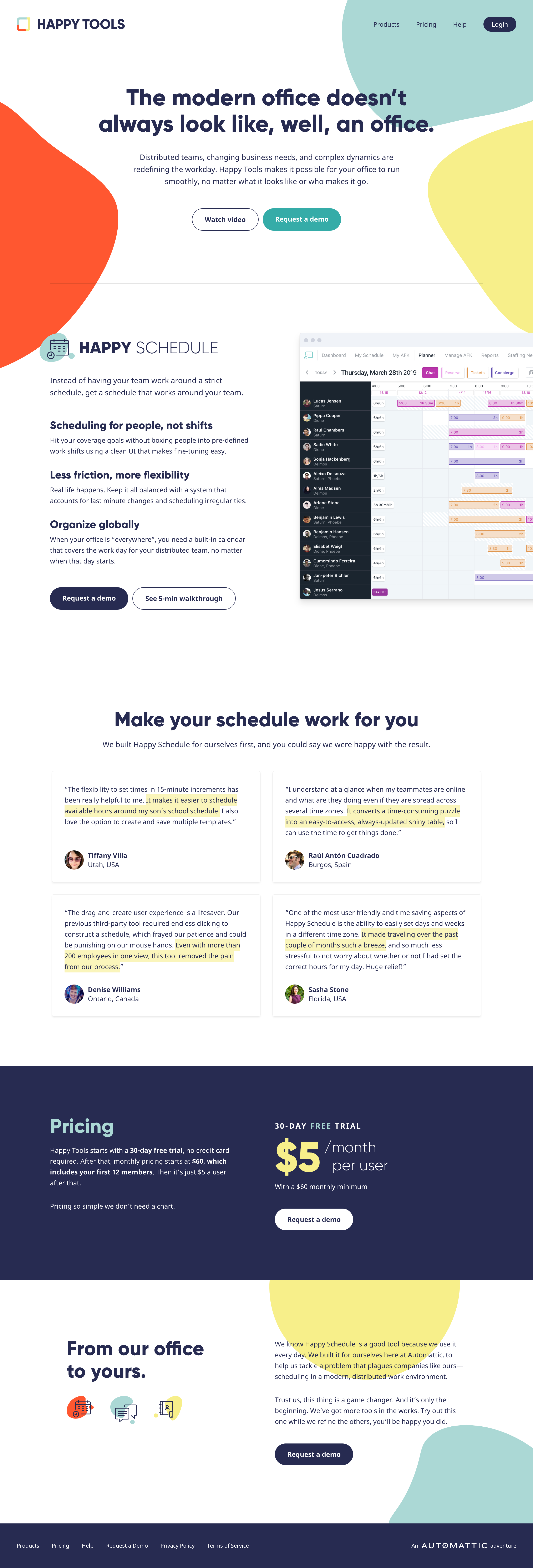 Screenshot of Landing page