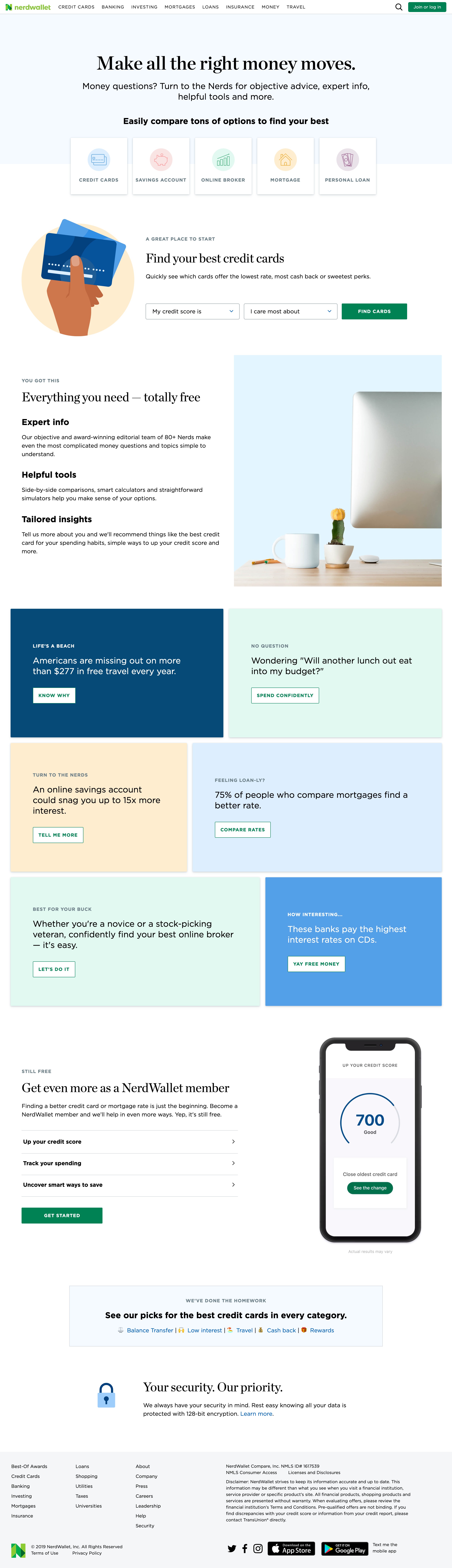 Screenshot of Landing page