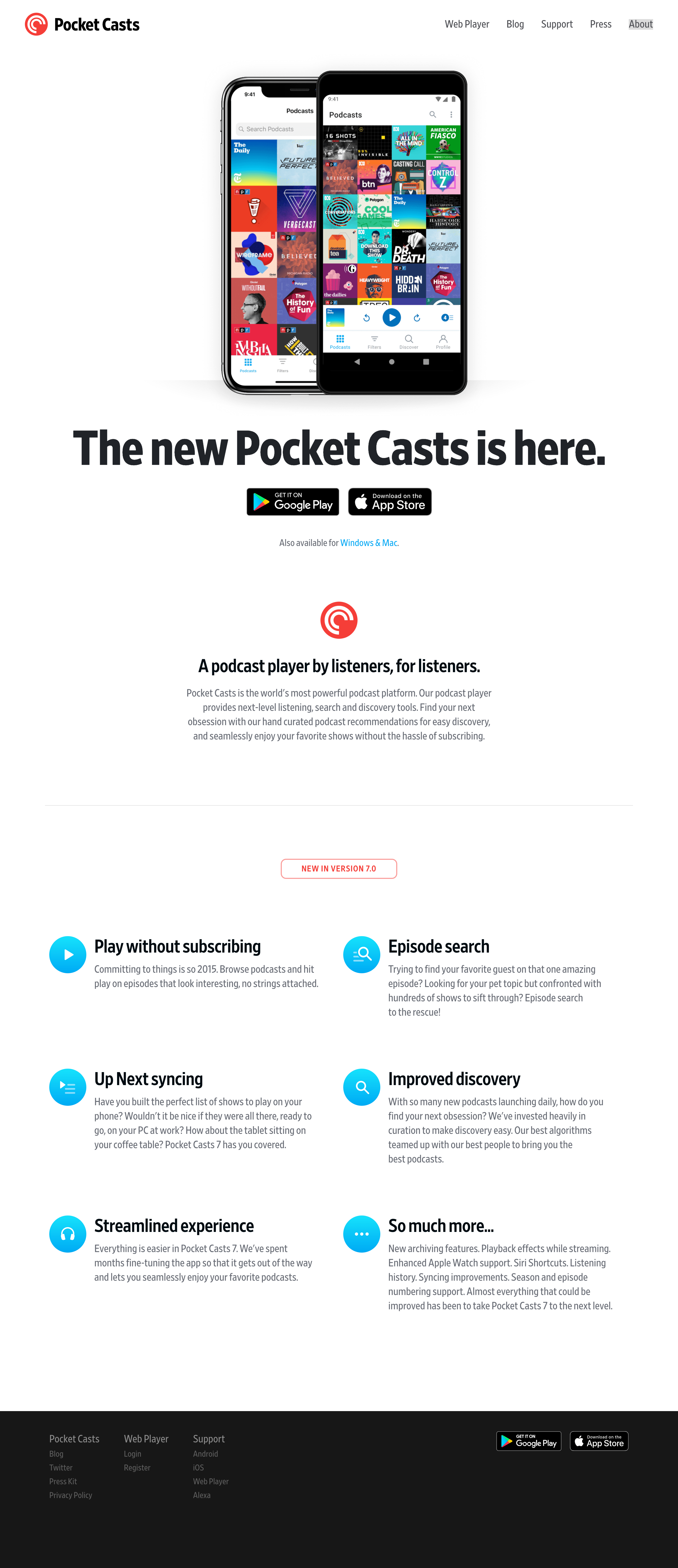 Screenshot of Landing page