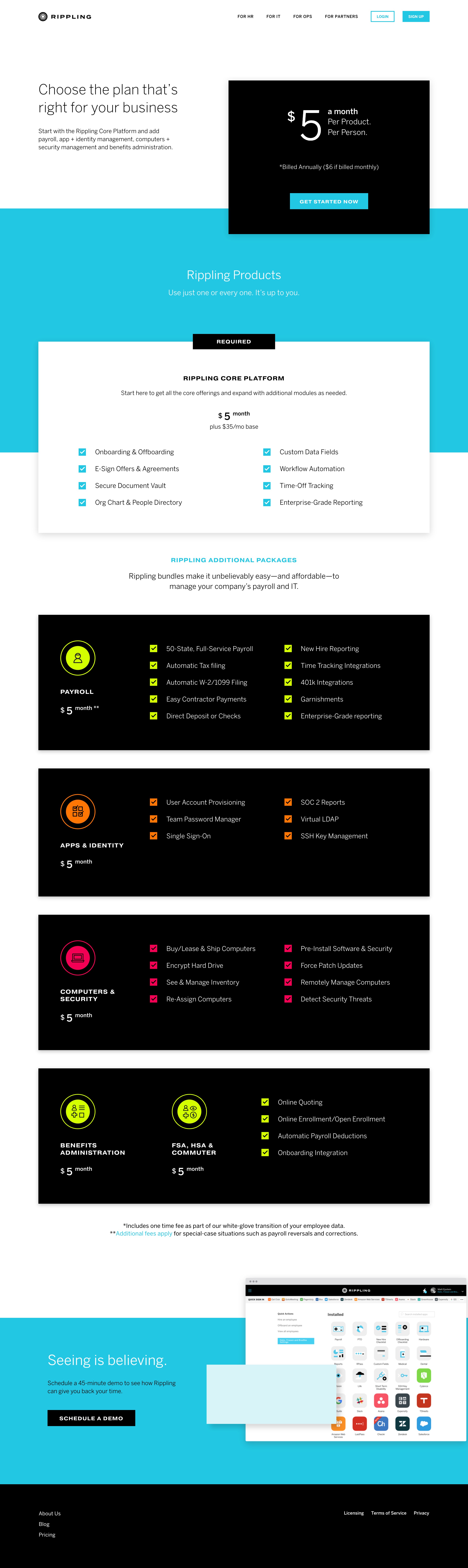 Screenshot of Pricing