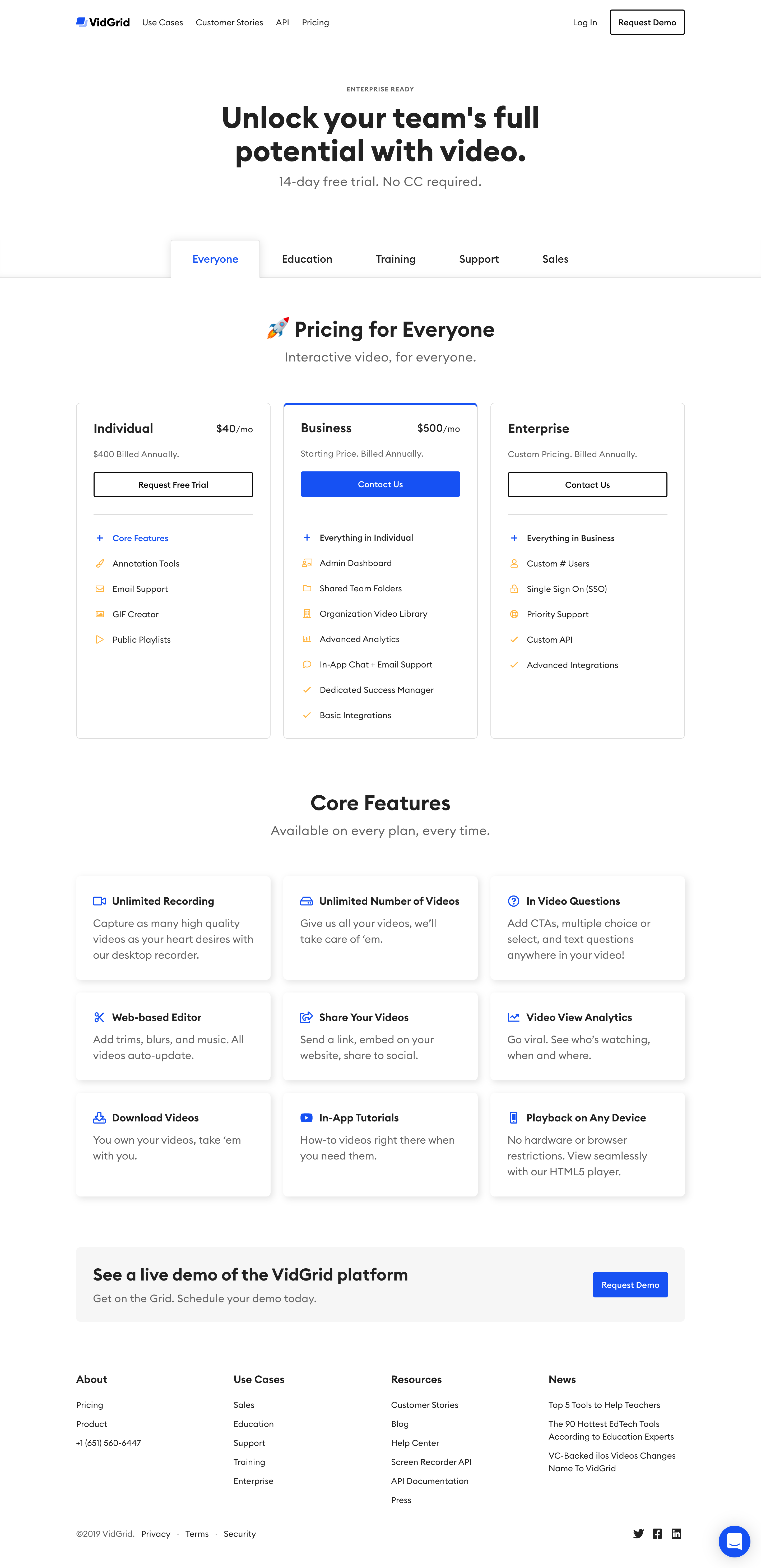 Screenshot of Pricing