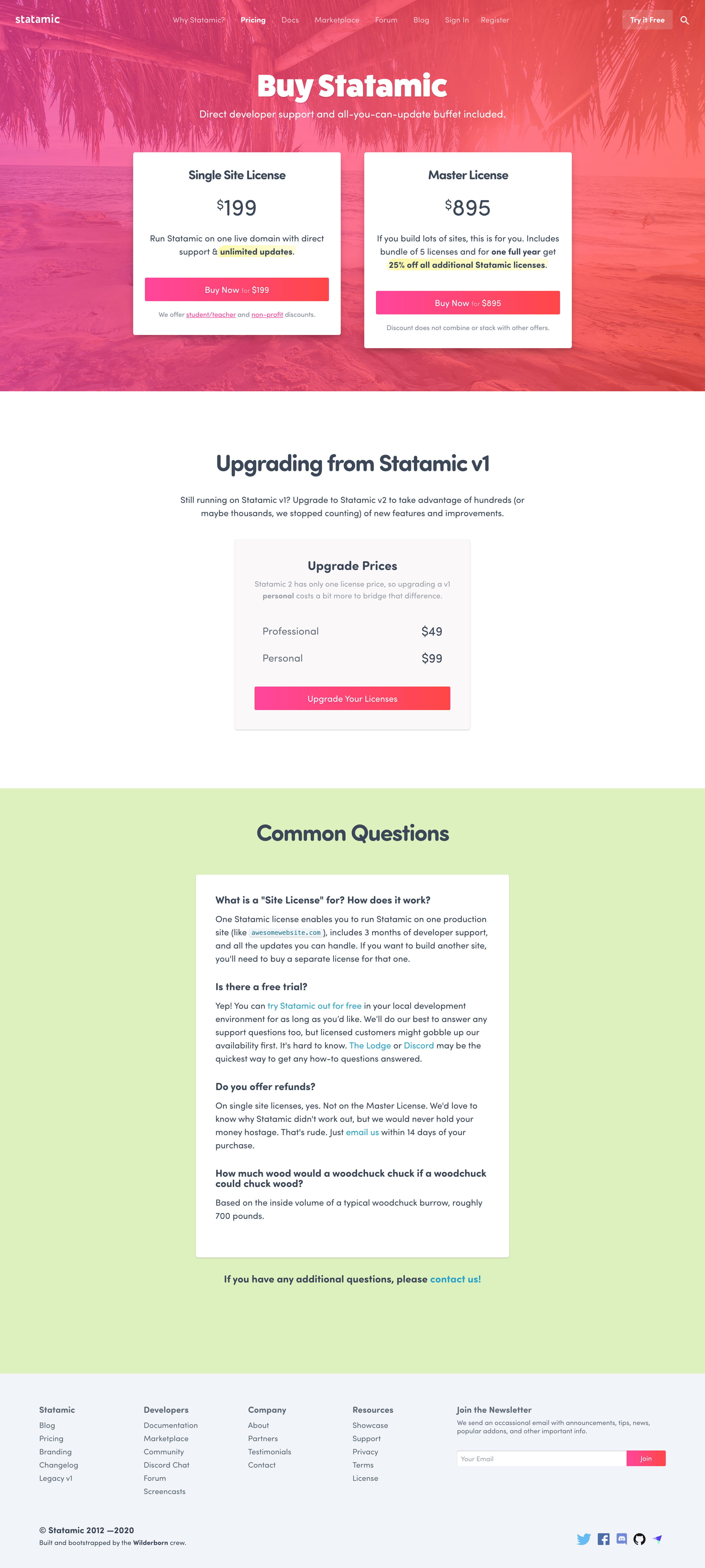 Screenshot of Pricing