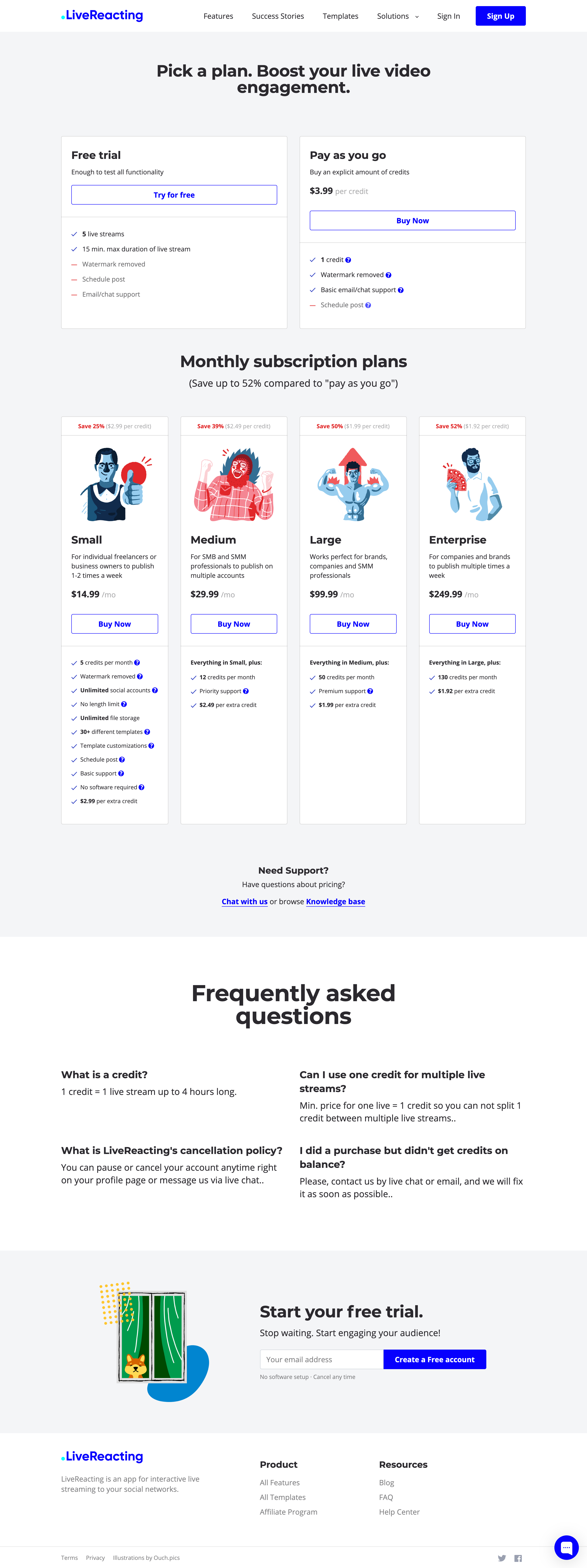 Screenshot of Pricing