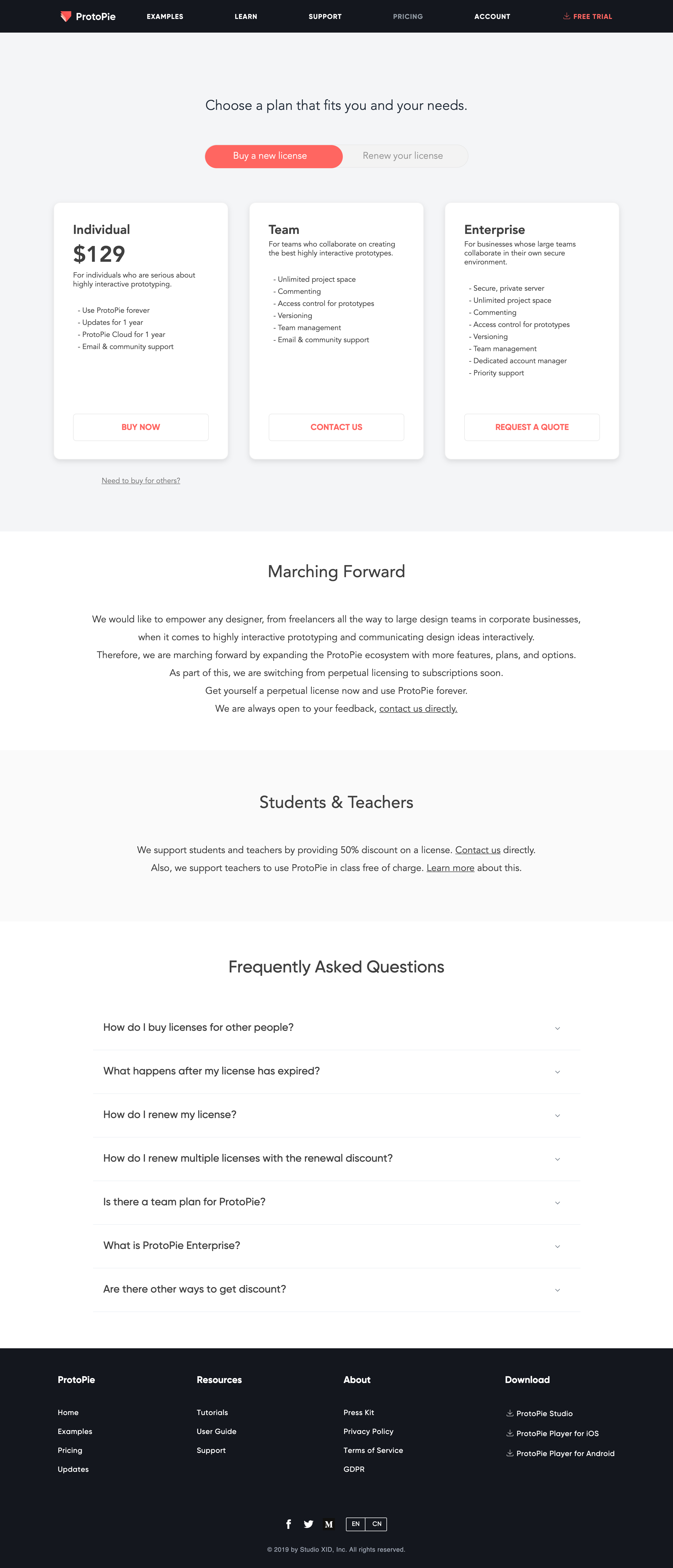 Screenshot of Pricing