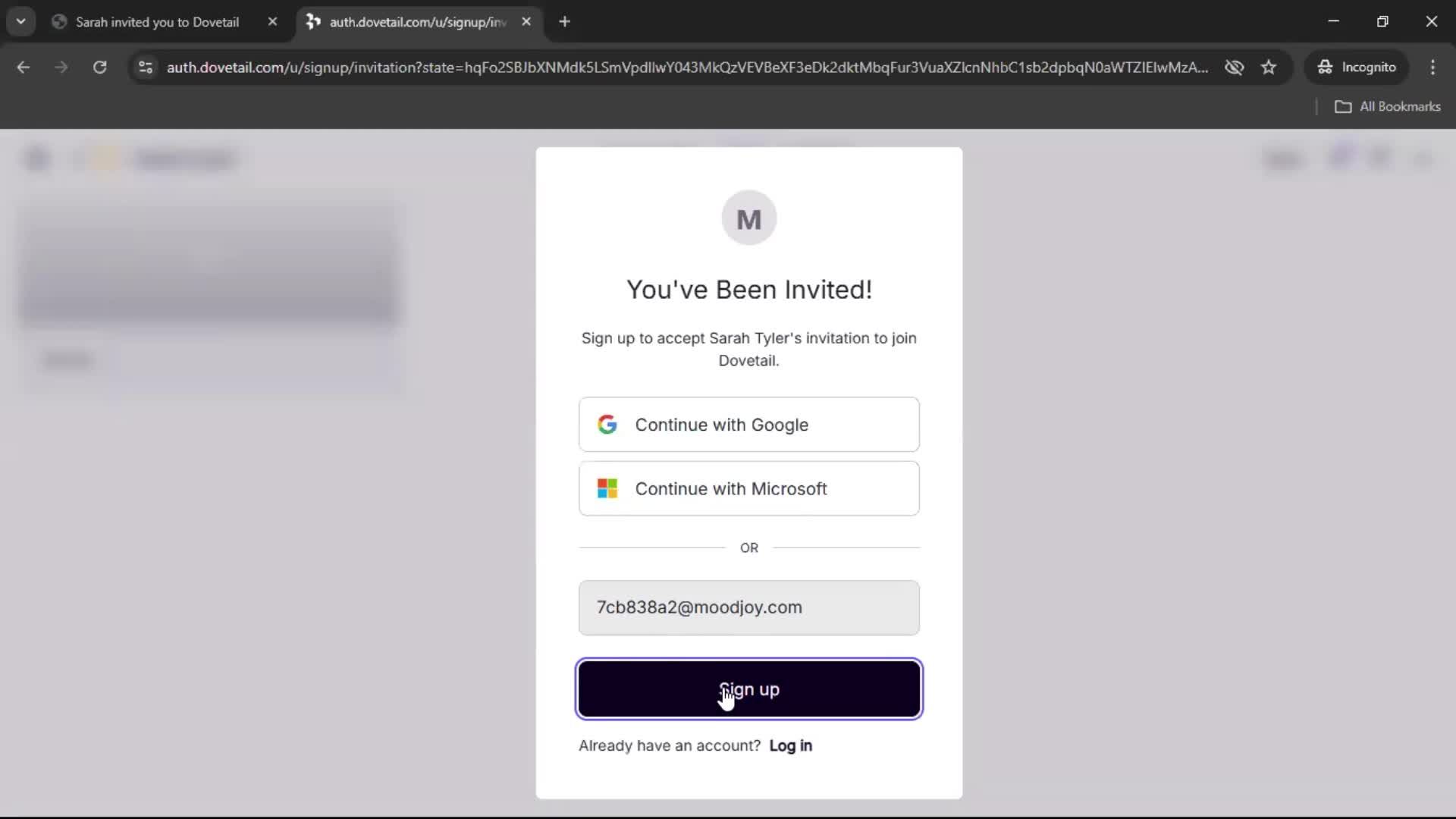 Accepting an invite on Dovetail video thumbnail