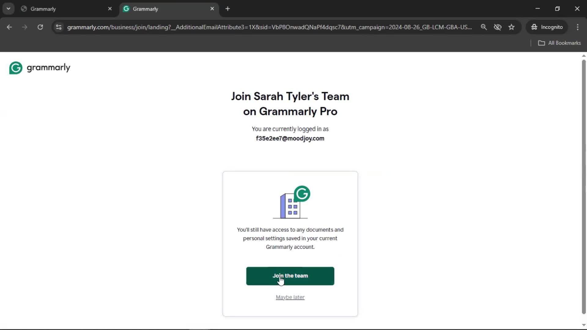 Accepting an invite on Grammarly video thumbnail