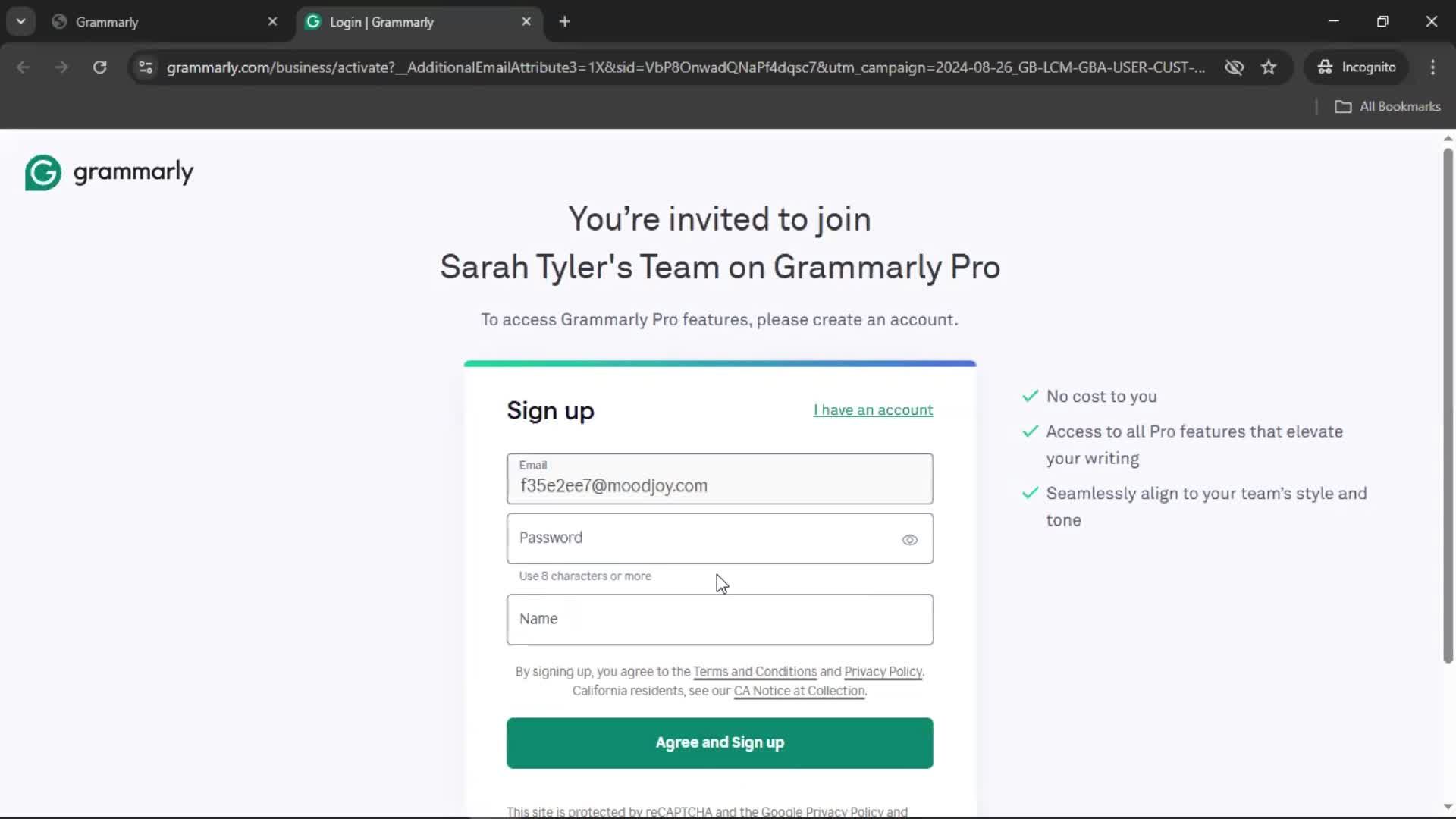 Accepting an invite on Grammarly video thumbnail