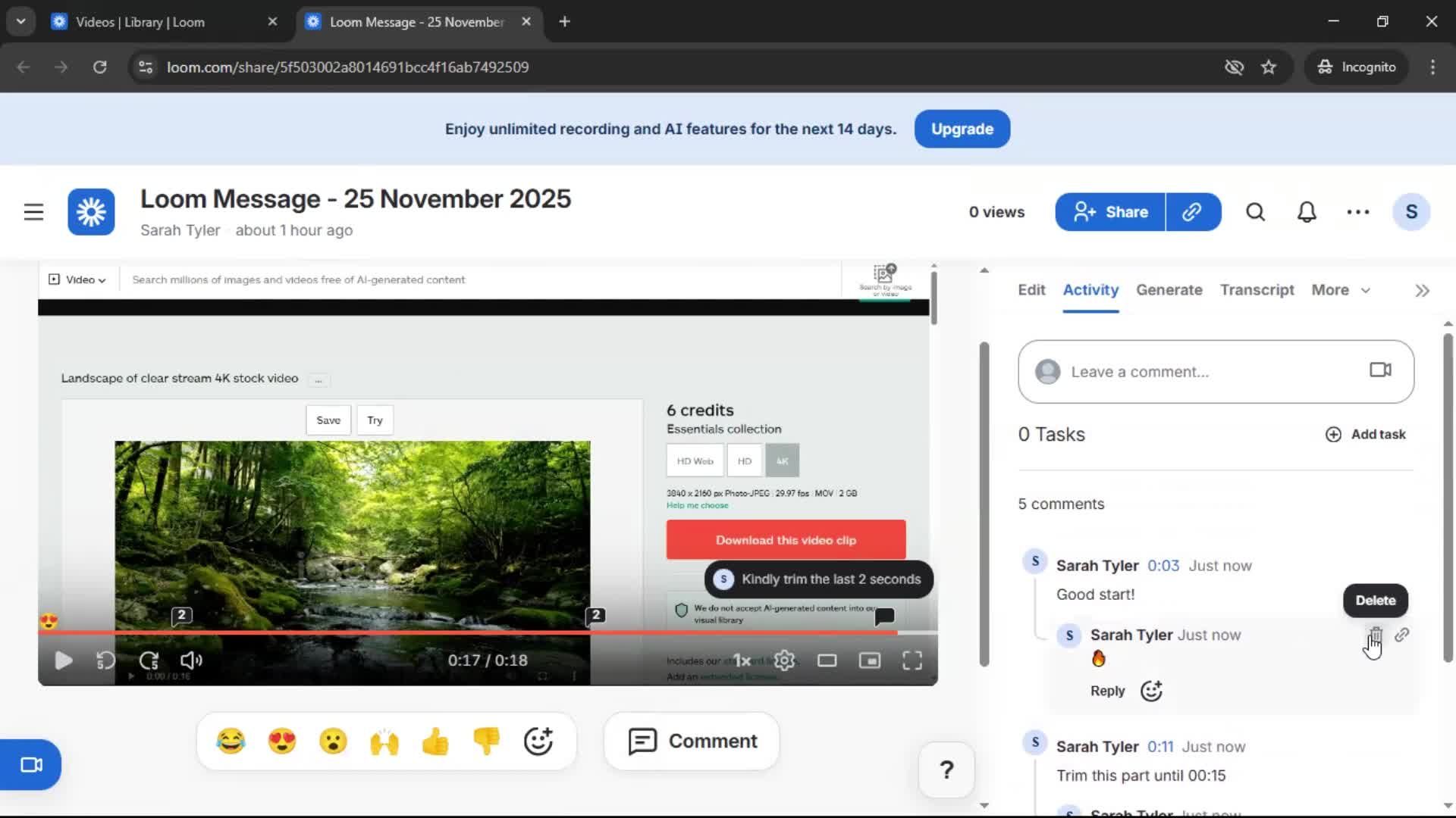 Commenting on Loom video thumbnail