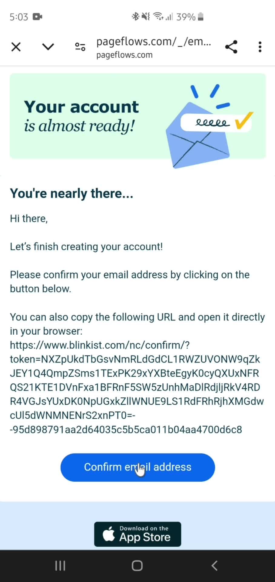 Confirming email address on Blinkist video thumbnail