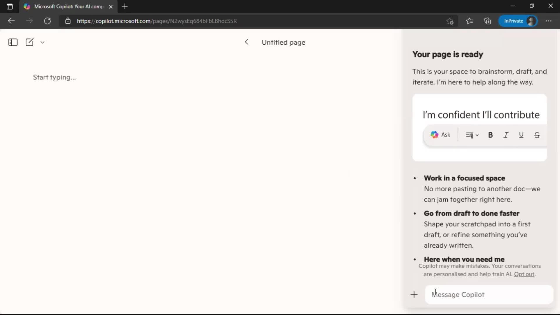 Creating a page on Microsoft Copilot video thumbnail