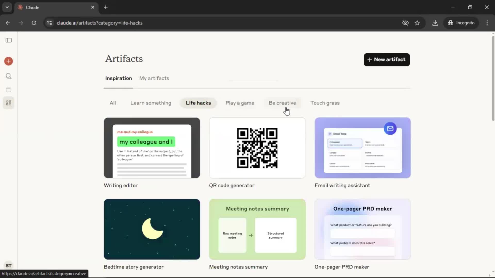 Creating artifacts on Claude video thumbnail