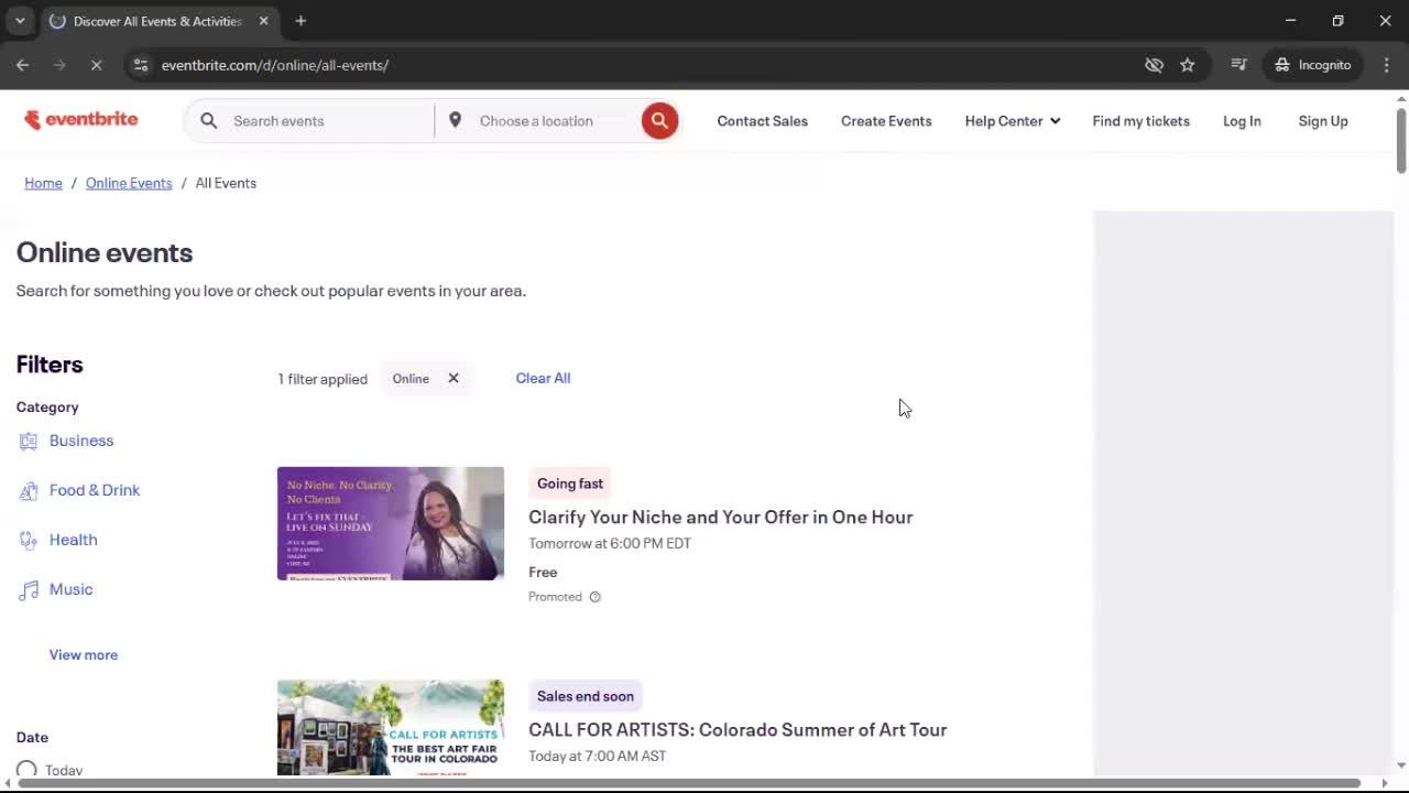 General browsing on Eventbrite video thumbnail