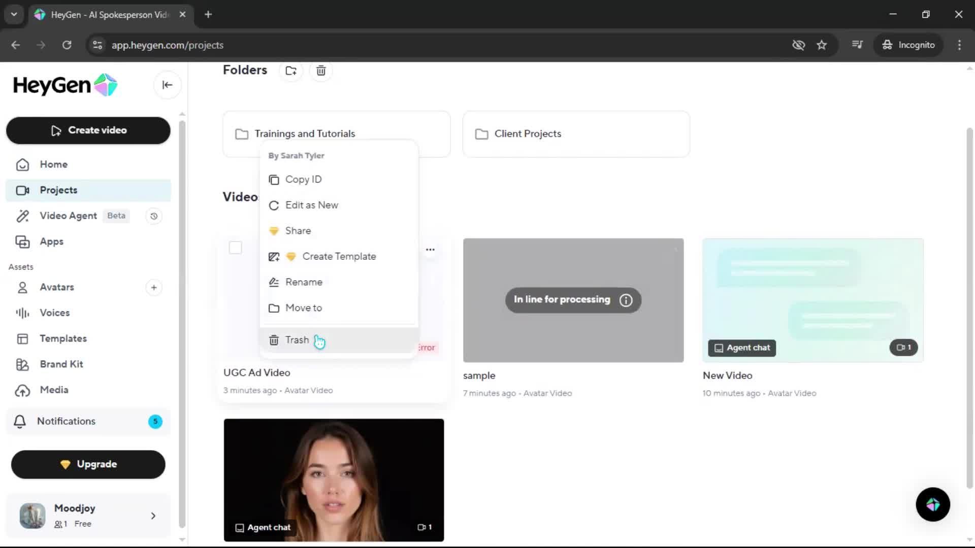 General browsing on HeyGen video thumbnail