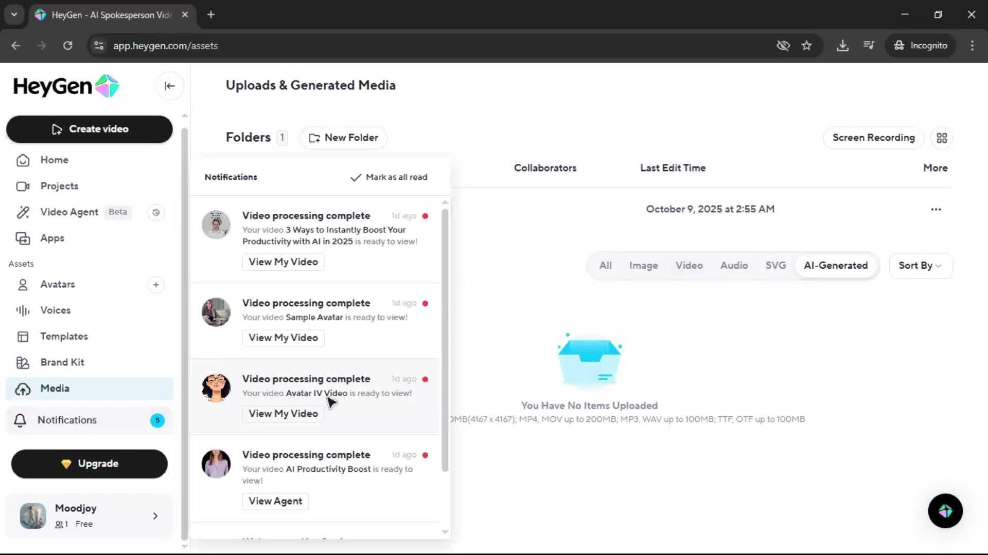 General browsing on HeyGen video thumbnail