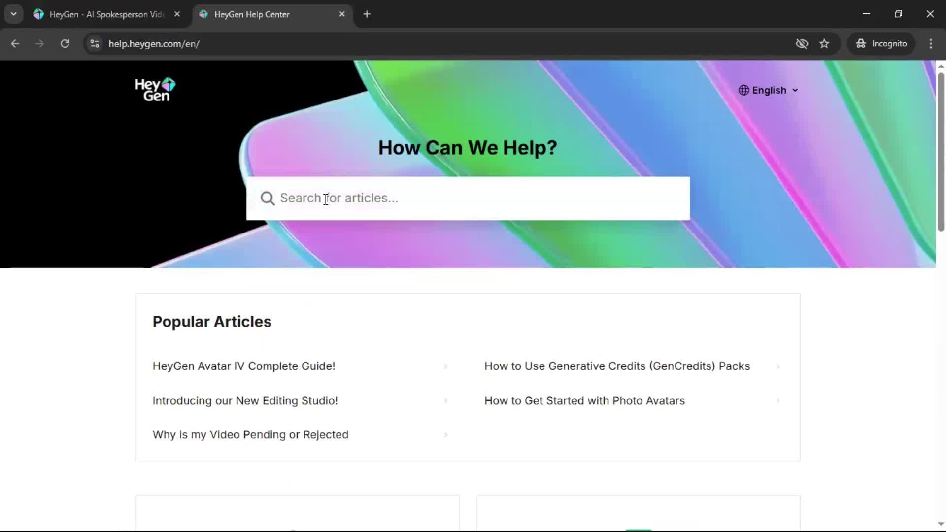 Help center on HeyGen video thumbnail