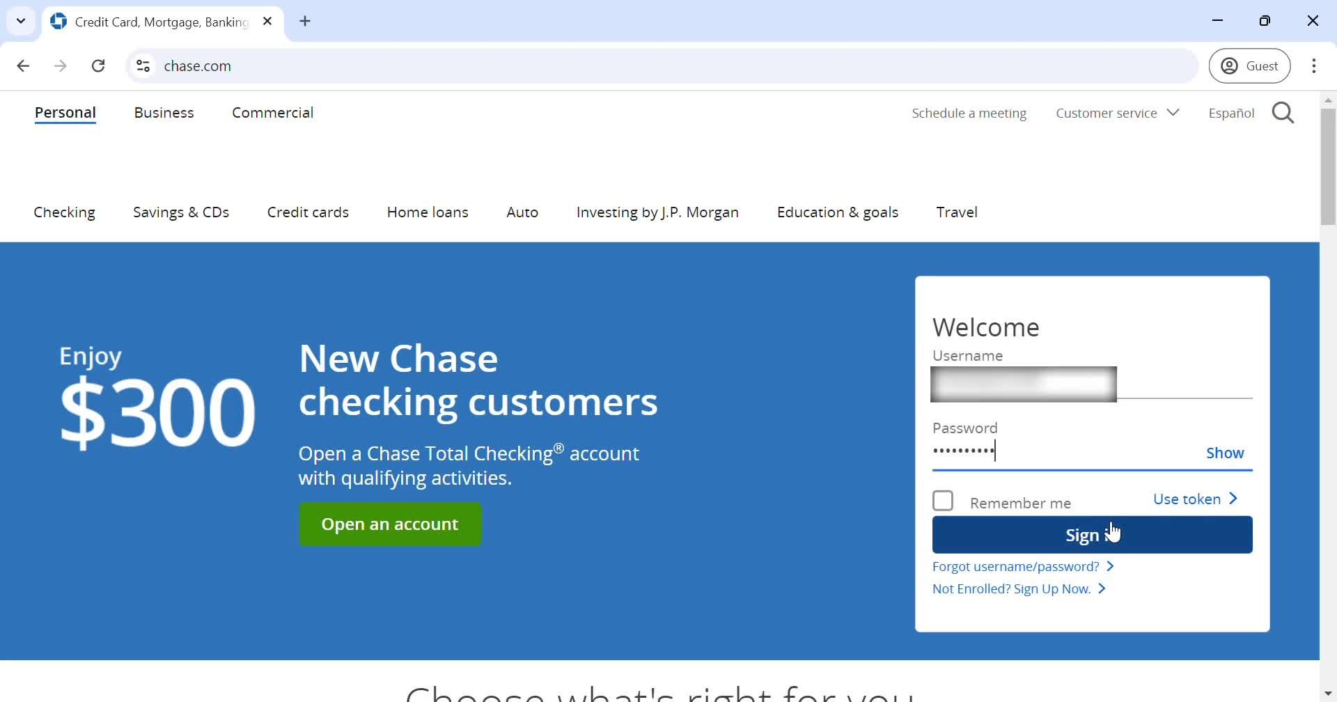 Logging in on Chase video thumbnail